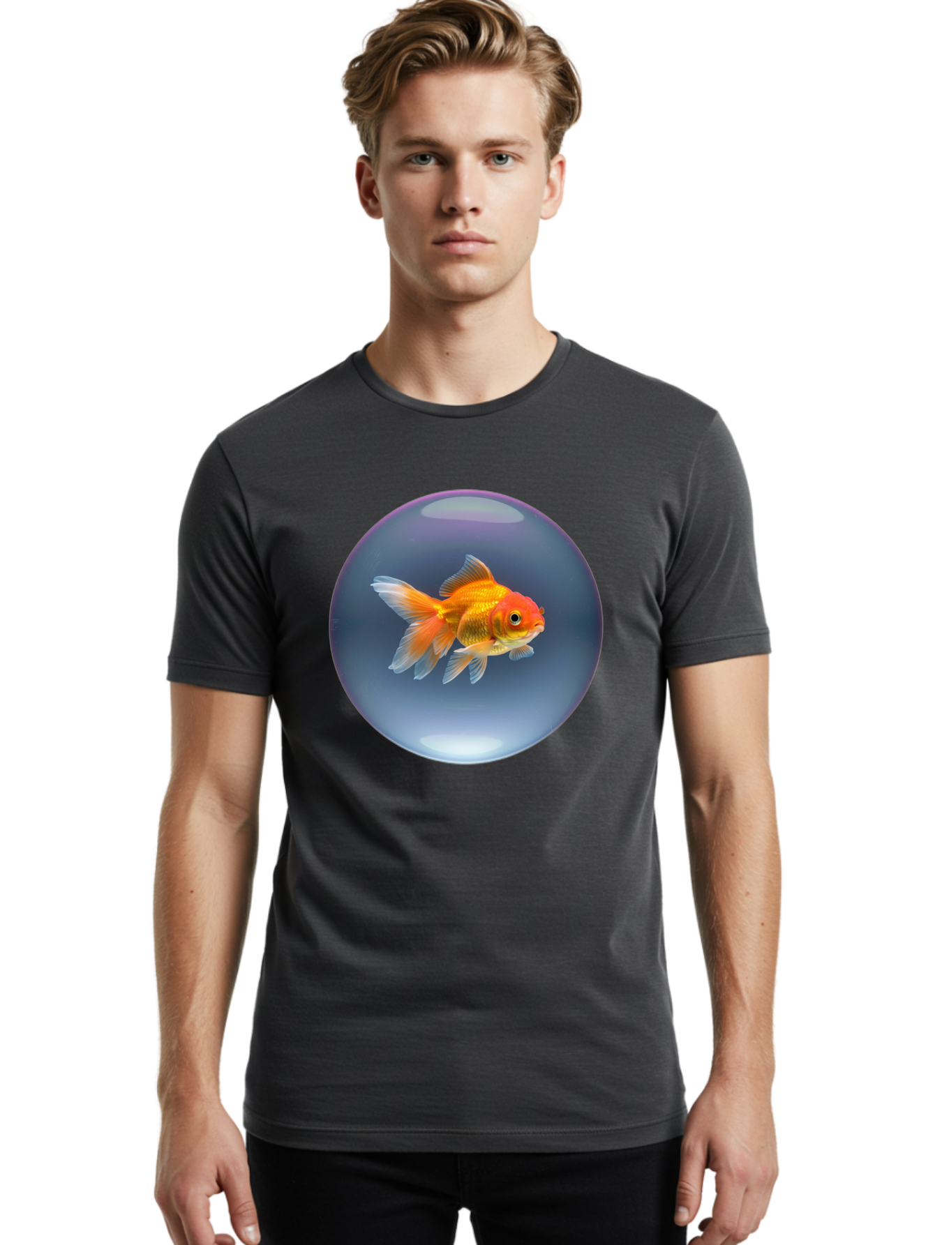 Goldfish-In-Glass-Orb Men'S Graphic Tee, 100% Cotton, Comfortable Casual Summer Wear, Machine Washable, Vintage Camera, Old Camera, Antique Camera, Black Camera, Classic Photography, Photography Equipment, Nostalgic Device, Film Camera, Bam568