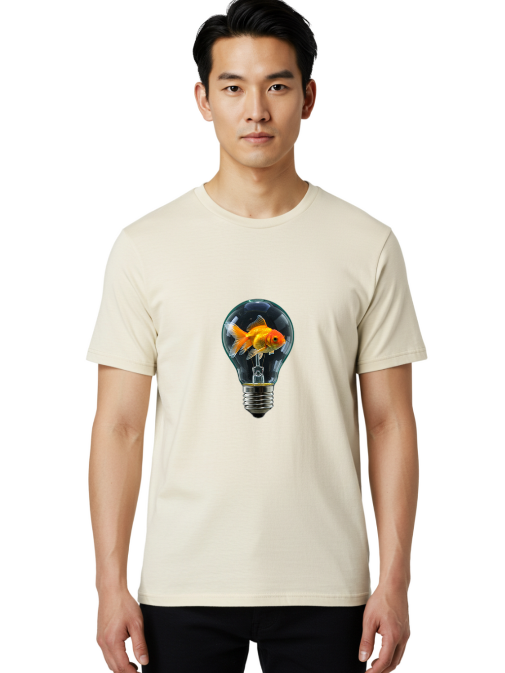 Goldfish-In-Lightbulb Men'S Graphic Tee, 100% Cotton, Comfortable Casual Summer Wear, Machine Washable, Vintage Camera, Old Camera, Antique Camera, Black Camera, Classic Photography, Photography Equipment, Nostalgic Device, Film Camera, Bam569