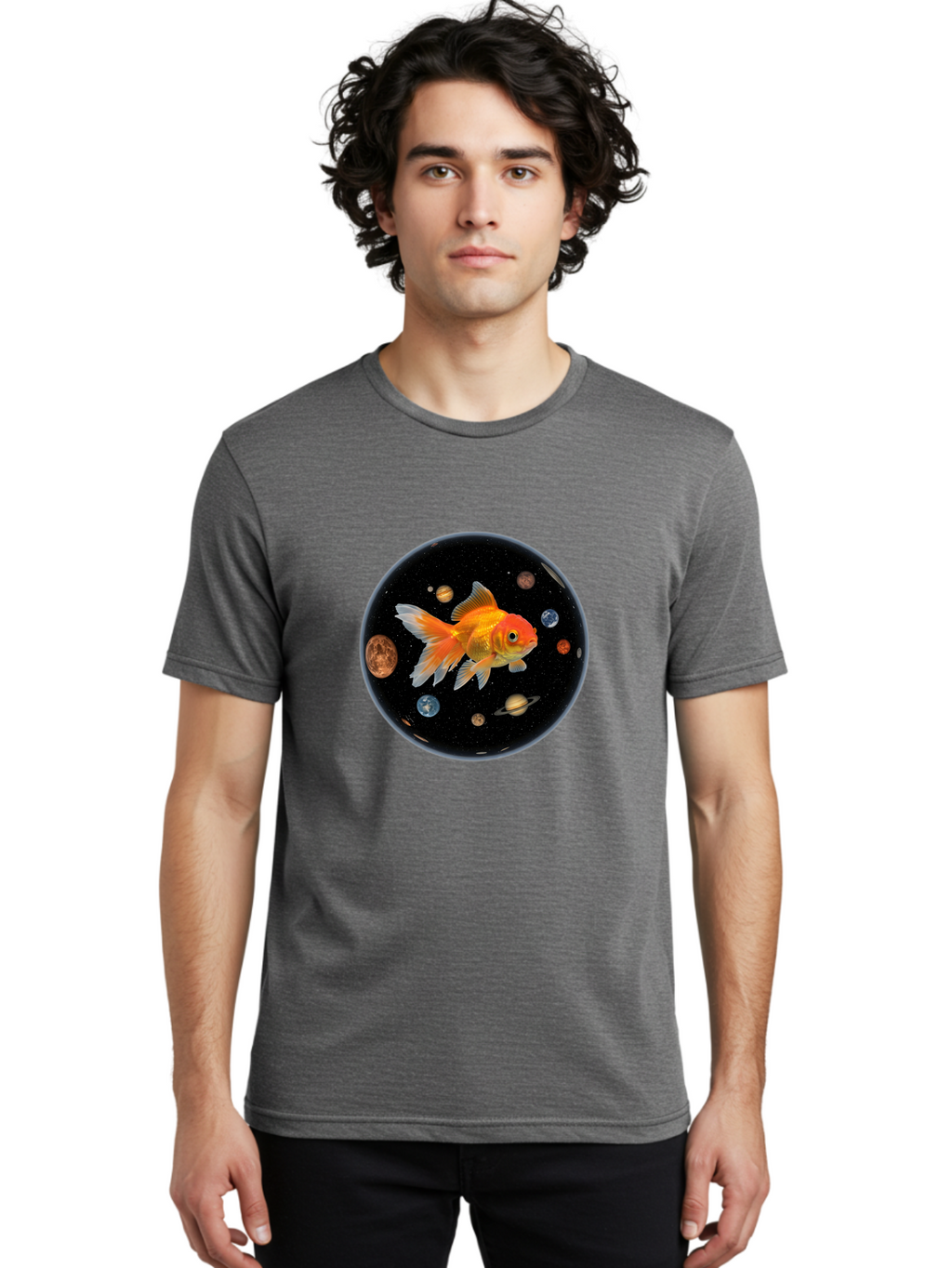 Goldfish-In-Space Men'S Graphic Tee, 100% Cotton, Comfortable Casual Summer Wear, Machine Washable, Vintage Camera, Old Camera, Antique Camera, Black Camera, Classic Photography, Photography Equipment, Nostalgic Device, Film Camera, Camera Art Bam570