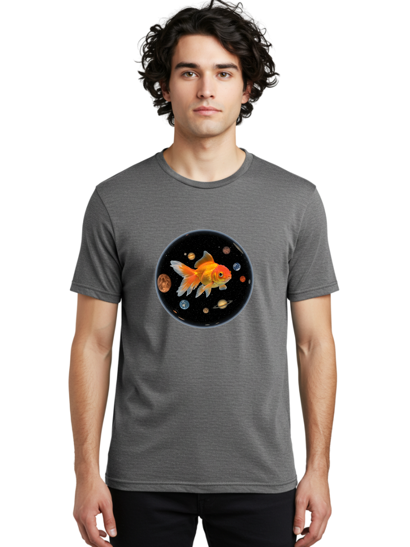 Goldfish-In-Space Men'S Graphic Tee, 100% Cotton, Comfortable Casual Summer Wear, Machine Washable, Vintage Camera, Old Camera, Antique Camera, Black Camera, Classic Photography, Photography Equipment, Nostalgic Device, Film Camera, Camera Art Bam570