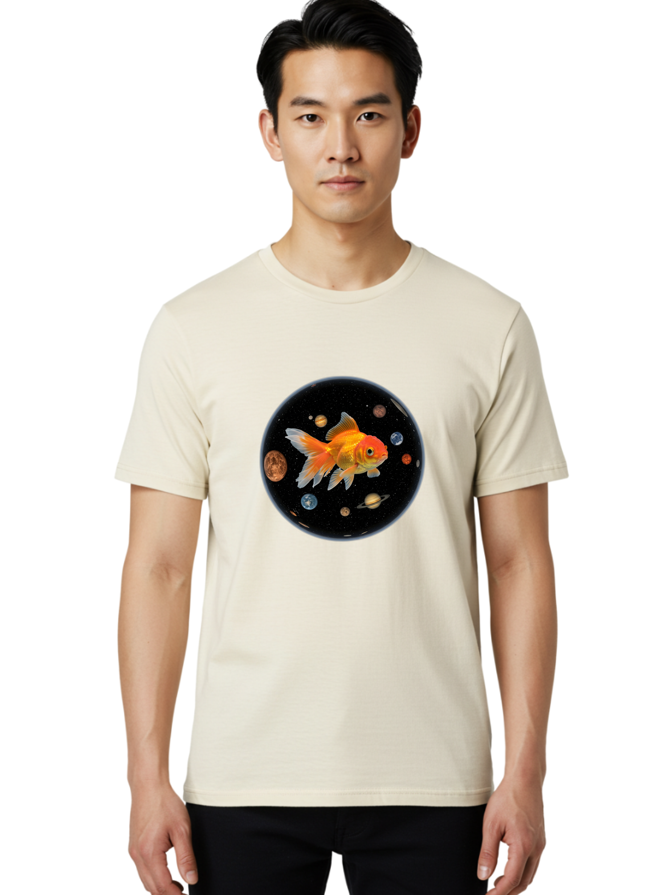 Goldfish-In-Space Men'S Graphic Tee, 100% Cotton, Comfortable Casual Summer Wear, Machine Washable, Vintage Camera, Old Camera, Antique Camera, Black Camera, Classic Photography, Photography Equipment, Nostalgic Device, Film Camera, Camera Art Bam570