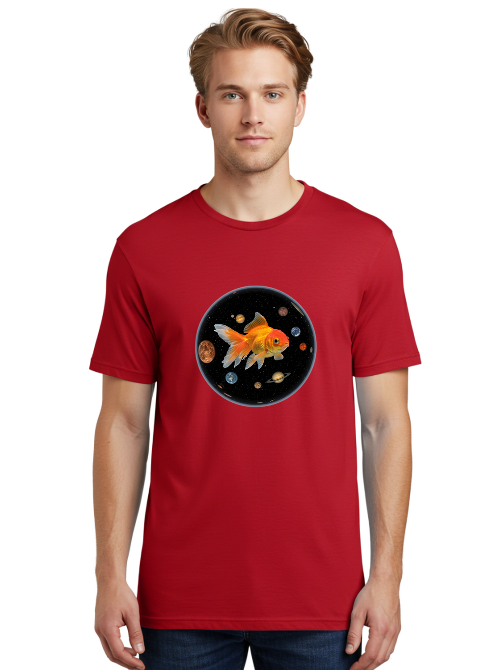 Goldfish-In-Space Men'S Graphic Tee, 100% Cotton, Comfortable Casual Summer Wear, Machine Washable, Vintage Camera, Old Camera, Antique Camera, Black Camera, Classic Photography, Photography Equipment, Nostalgic Device, Film Camera, Camera Art Bam570