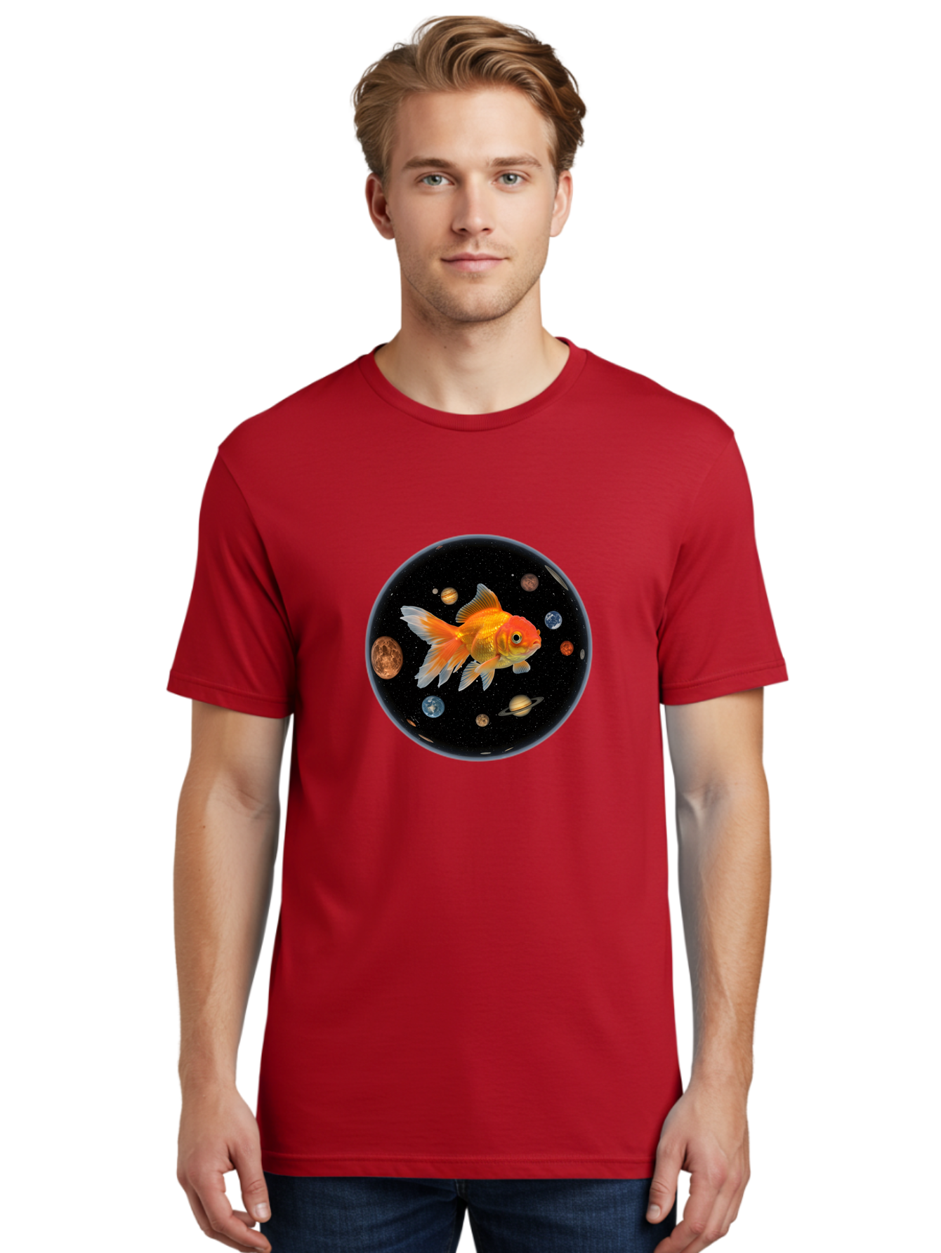 Goldfish-In-Space Men'S Graphic Tee, 100% Cotton, Comfortable Casual Summer Wear, Machine Washable, Vintage Camera, Old Camera, Antique Camera, Black Camera, Classic Photography, Photography Equipment, Nostalgic Device, Film Camera, Camera Art Bam570