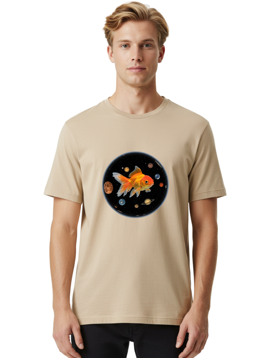 Goldfish-In-Space Men'S Graphic Tee, 100% Cotton, Comfortable Casual Summer Wear, Machine Washable, Vintage Camera, Old Camera, Antique Camera, Black Camera, Classic Photography, Photography Equipment, Nostalgic Device, Film Camera, Camera Art Bam570