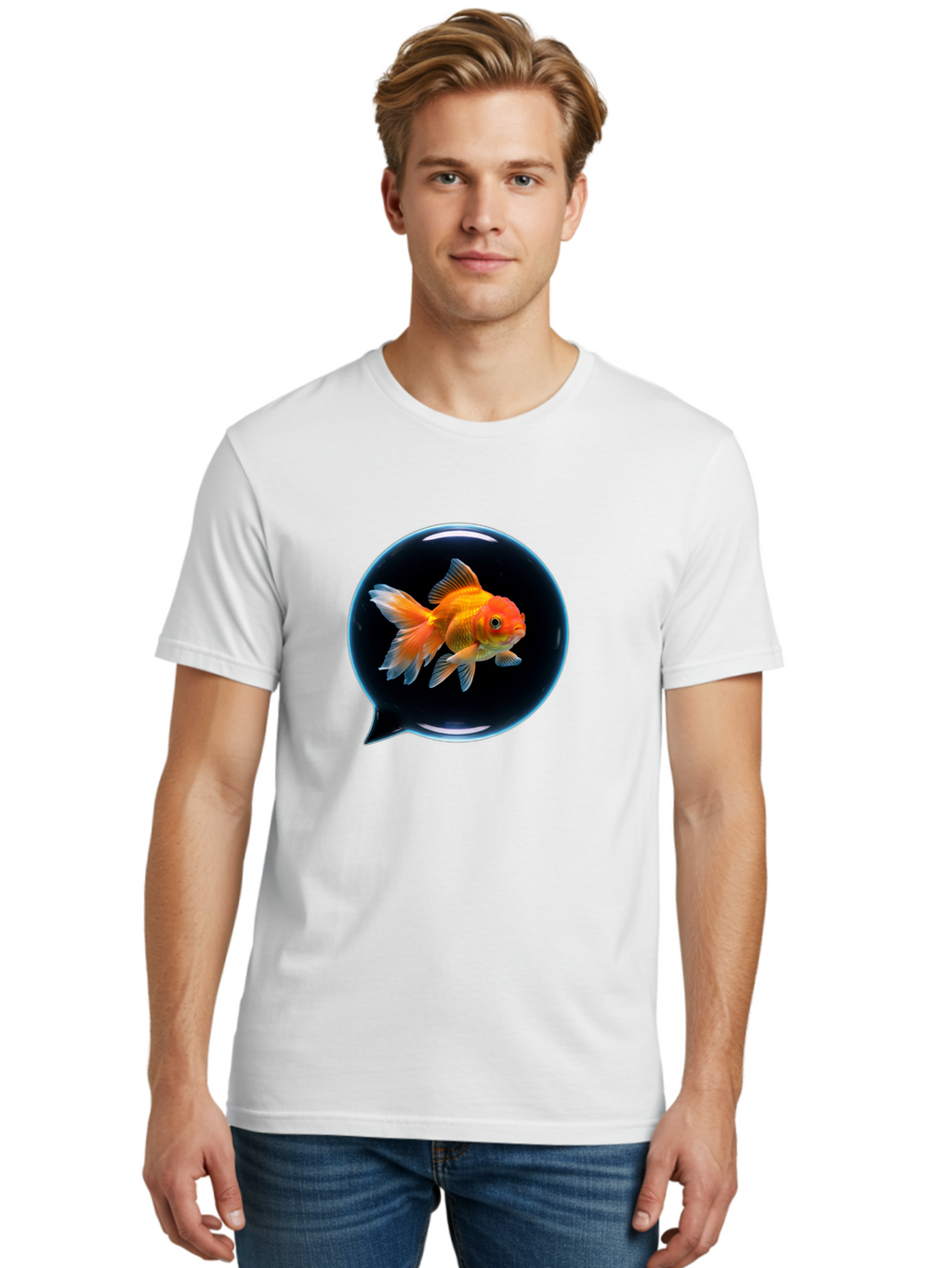 Goldfish-In-Speech-Bubble Men'S Graphic Tee, 100% Cotton, Comfortable Casual Summer Wear, Machine Washable, Vintage Camera, Old Camera, Antique Camera, Black Camera, Classic Photography, Photography Equipment, Nostalgic Device, Film Camera, Bam571