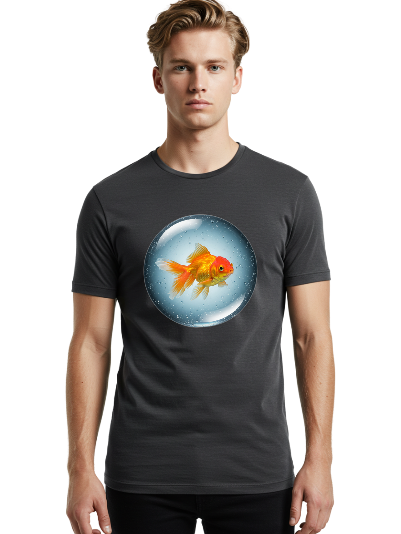 Goldfish-In-Sphere Men'S Graphic Tee, 100% Cotton, Comfortable Casual Summer Wear, Machine Washable, Vintage Camera, Old Camera, Antique Camera, Black Camera, Classic Photography, Photography Equipment, Nostalgic Device, Film Camera, Bam572