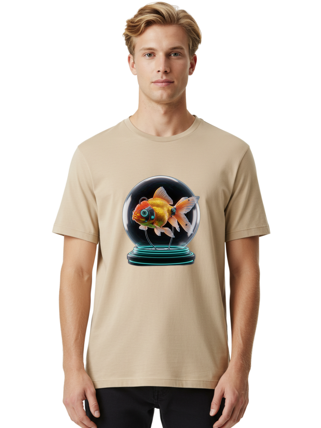 Goldfish-Robot-Eyes Men'S Graphic Tee, 100% Cotton, Comfortable Casual Summer Wear, Machine Washable, Vintage Camera, Old Camera, Antique Camera, Black Camera, Classic Photography, Photography Equipment, Nostalgic Device, Film Camera, Bam574