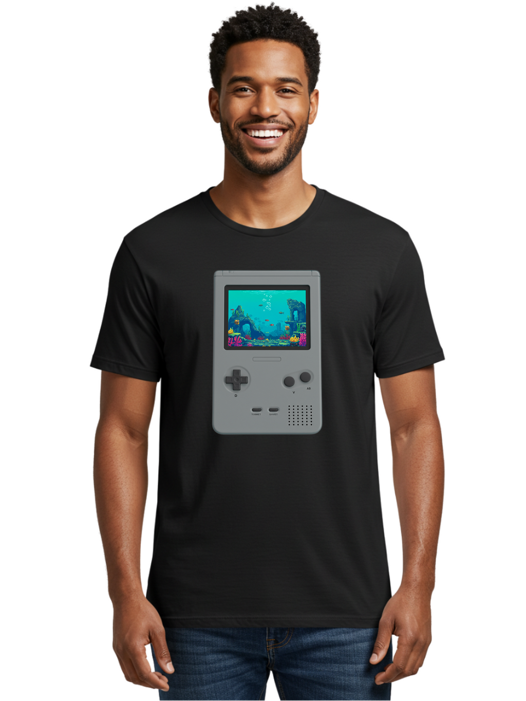 Gray-Gameboy Men'S Graphic Tee, 100% Cotton, Comfortable Casual Summer Wear, Machine Washable, Vintage Camera, Old Camera, Antique Camera, Black Camera, Classic Photography, Photography Equipment, Nostalgic Device, Film Camera, Camera Art Bam587