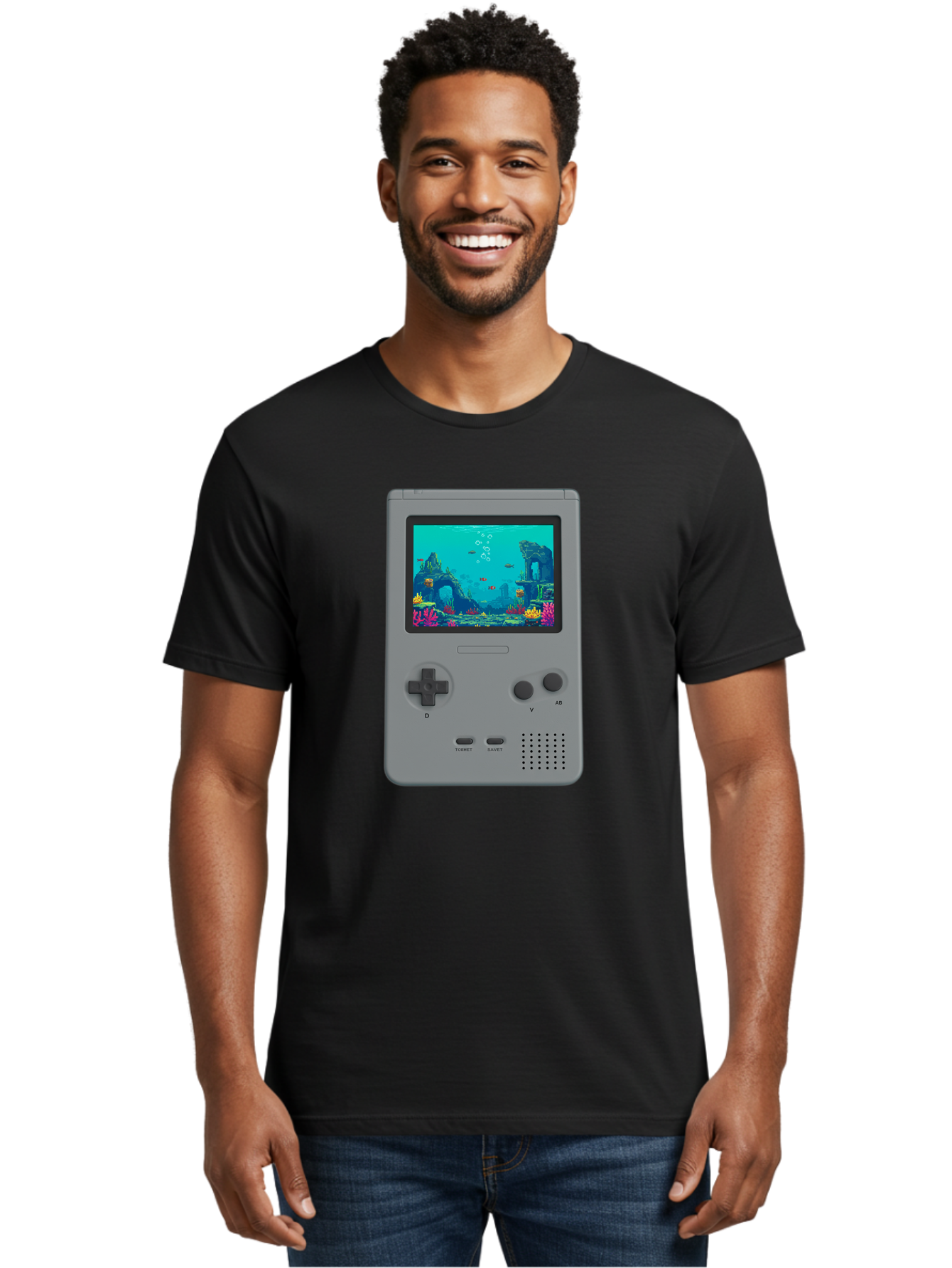 Gray-Gameboy Men'S Graphic Tee, 100% Cotton, Comfortable Casual Summer Wear, Machine Washable, Vintage Camera, Old Camera, Antique Camera, Black Camera, Classic Photography, Photography Equipment, Nostalgic Device, Film Camera, Camera Art Bam587