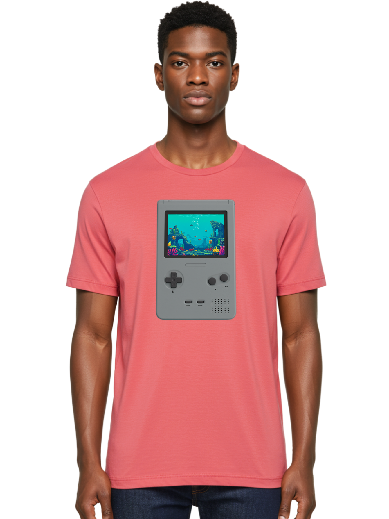 Gray-Gameboy Men'S Graphic Tee, 100% Cotton, Comfortable Casual Summer Wear, Machine Washable, Vintage Camera, Old Camera, Antique Camera, Black Camera, Classic Photography, Photography Equipment, Nostalgic Device, Film Camera, Camera Art Bam587