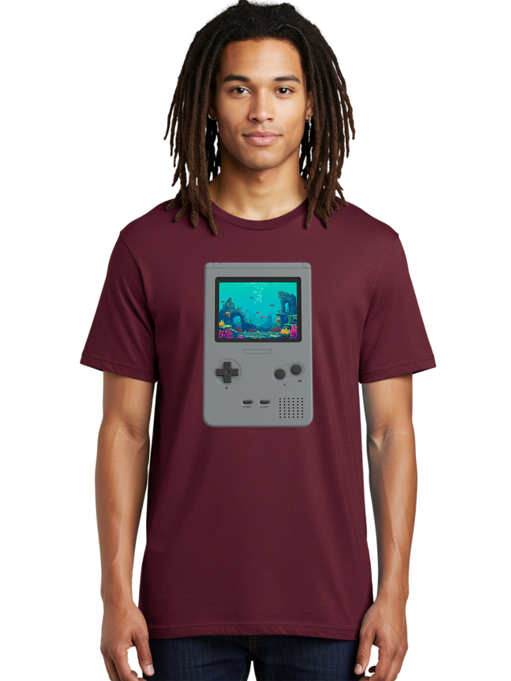 Gray-Gameboy Men'S Graphic Tee, 100% Cotton, Comfortable Casual Summer Wear, Machine Washable, Vintage Camera, Old Camera, Antique Camera, Black Camera, Classic Photography, Photography Equipment, Nostalgic Device, Film Camera, Camera Art Bam587