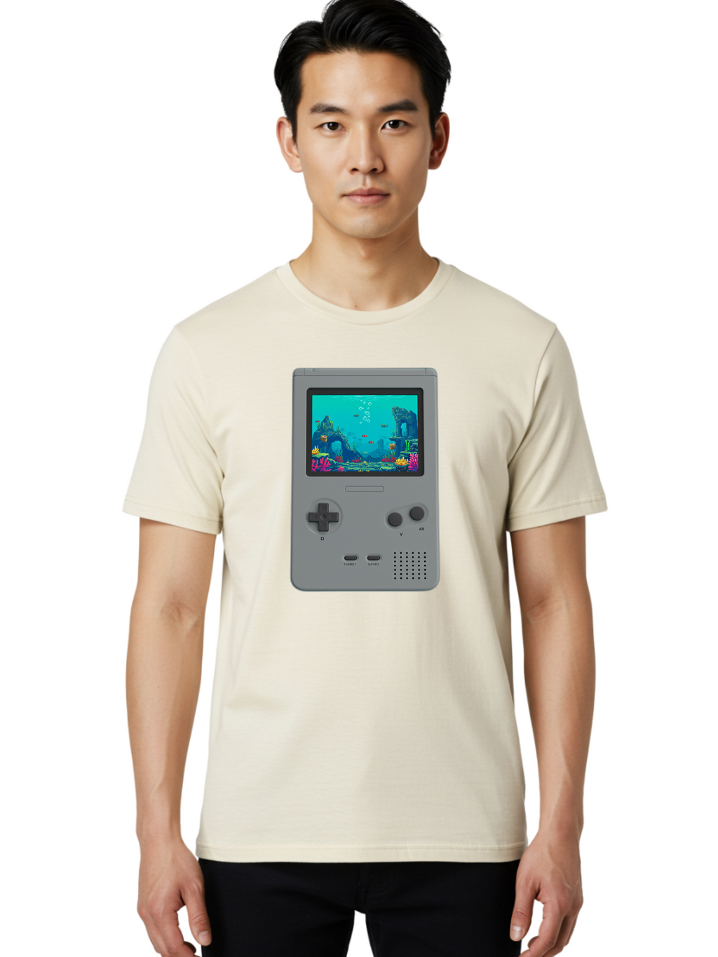 Gray-Gameboy Men'S Graphic Tee, 100% Cotton, Comfortable Casual Summer Wear, Machine Washable, Vintage Camera, Old Camera, Antique Camera, Black Camera, Classic Photography, Photography Equipment, Nostalgic Device, Film Camera, Camera Art Bam587