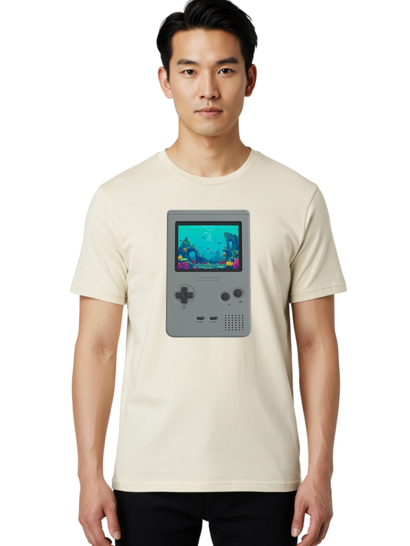 Gray-Gameboy Men'S Graphic Tee, 100% Cotton, Comfortable Casual Summer Wear, Machine Washable, Vintage Camera, Old Camera, Antique Camera, Black Camera, Classic Photography, Photography Equipment, Nostalgic Device, Film Camera, Camera Art Bam587