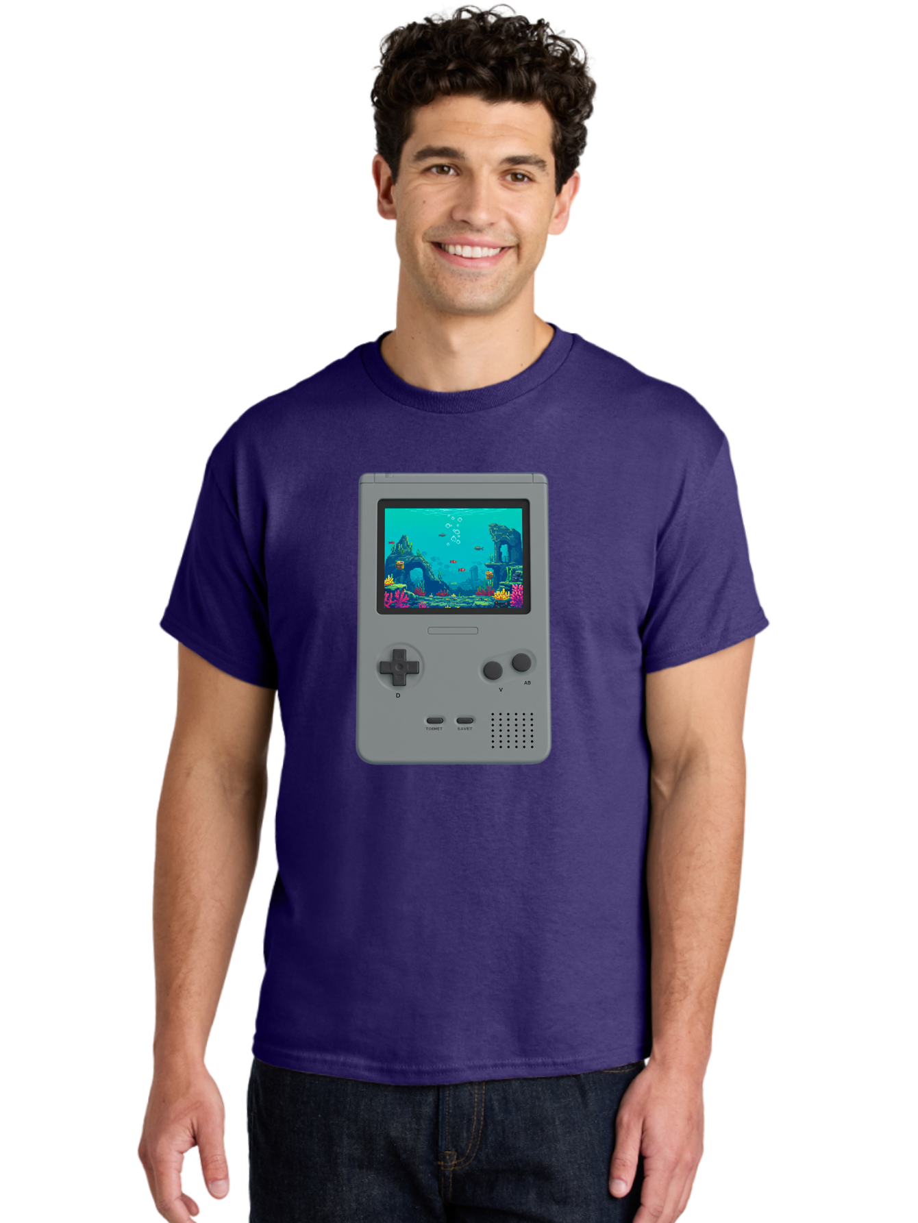 Gray-Gameboy Men'S Graphic Tee, 100% Cotton, Comfortable Casual Summer Wear, Machine Washable, Vintage Camera, Old Camera, Antique Camera, Black Camera, Classic Photography, Photography Equipment, Nostalgic Device, Film Camera, Camera Art Bam587