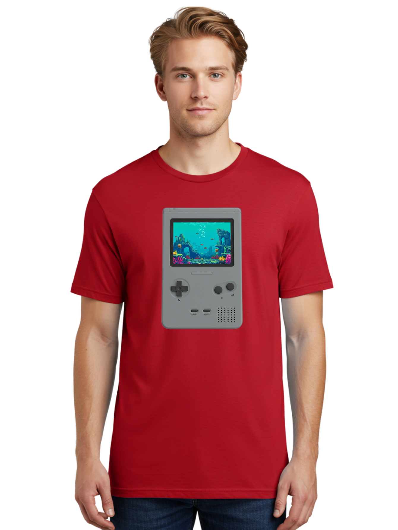 Gray-Gameboy Men'S Graphic Tee, 100% Cotton, Comfortable Casual Summer Wear, Machine Washable, Vintage Camera, Old Camera, Antique Camera, Black Camera, Classic Photography, Photography Equipment, Nostalgic Device, Film Camera, Camera Art Bam587