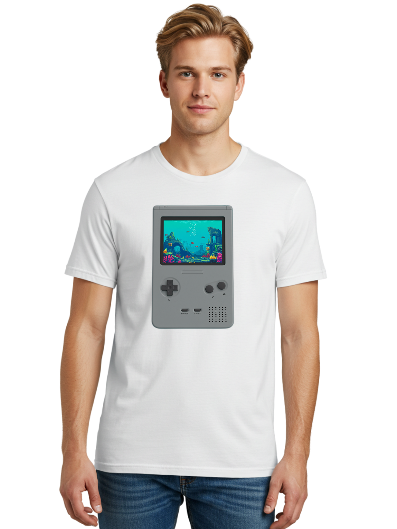 Gray-Gameboy Men'S Graphic Tee, 100% Cotton, Comfortable Casual Summer Wear, Machine Washable, Vintage Camera, Old Camera, Antique Camera, Black Camera, Classic Photography, Photography Equipment, Nostalgic Device, Film Camera, Camera Art Bam587