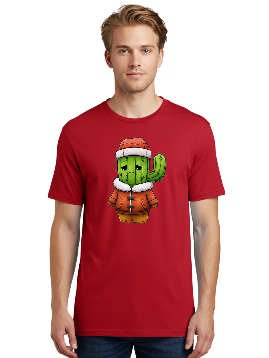 Grumpy-Cactus-In-Winter-Outfit Men'S Graphic Tee, 100% Cotton, Comfortable Casual Summer Wear, Machine Washable, Vintage Camera, Old Camera, Antique Camera, Black Camera, Classic Photography, Photography Equipment, Nostalgic Device, Bam592
