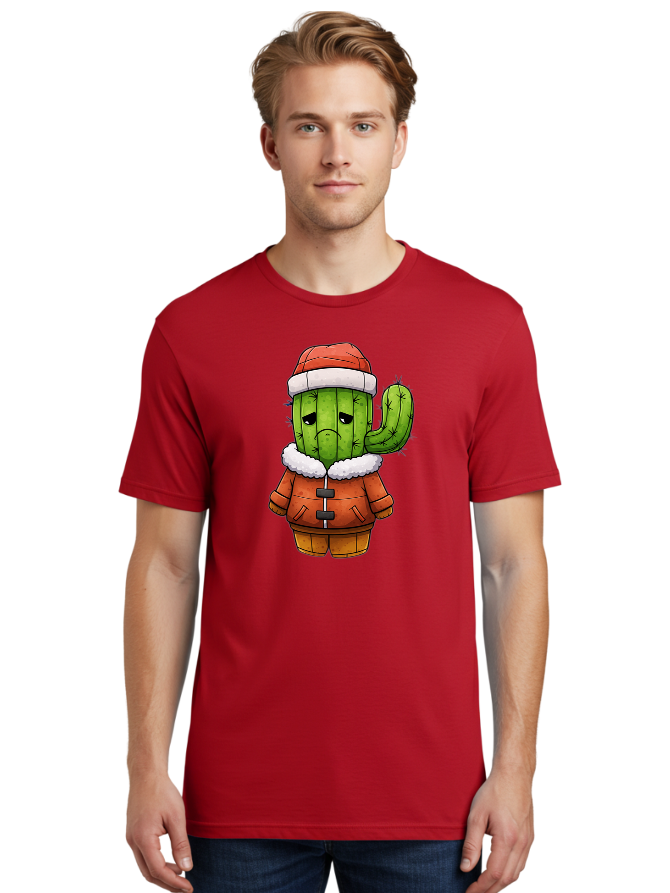 Grumpy-Cactus-In-Winter-Outfit Men'S Graphic Tee, 100% Cotton, Comfortable Casual Summer Wear, Machine Washable, Vintage Camera, Old Camera, Antique Camera, Black Camera, Classic Photography, Photography Equipment, Nostalgic Device, Bam592
