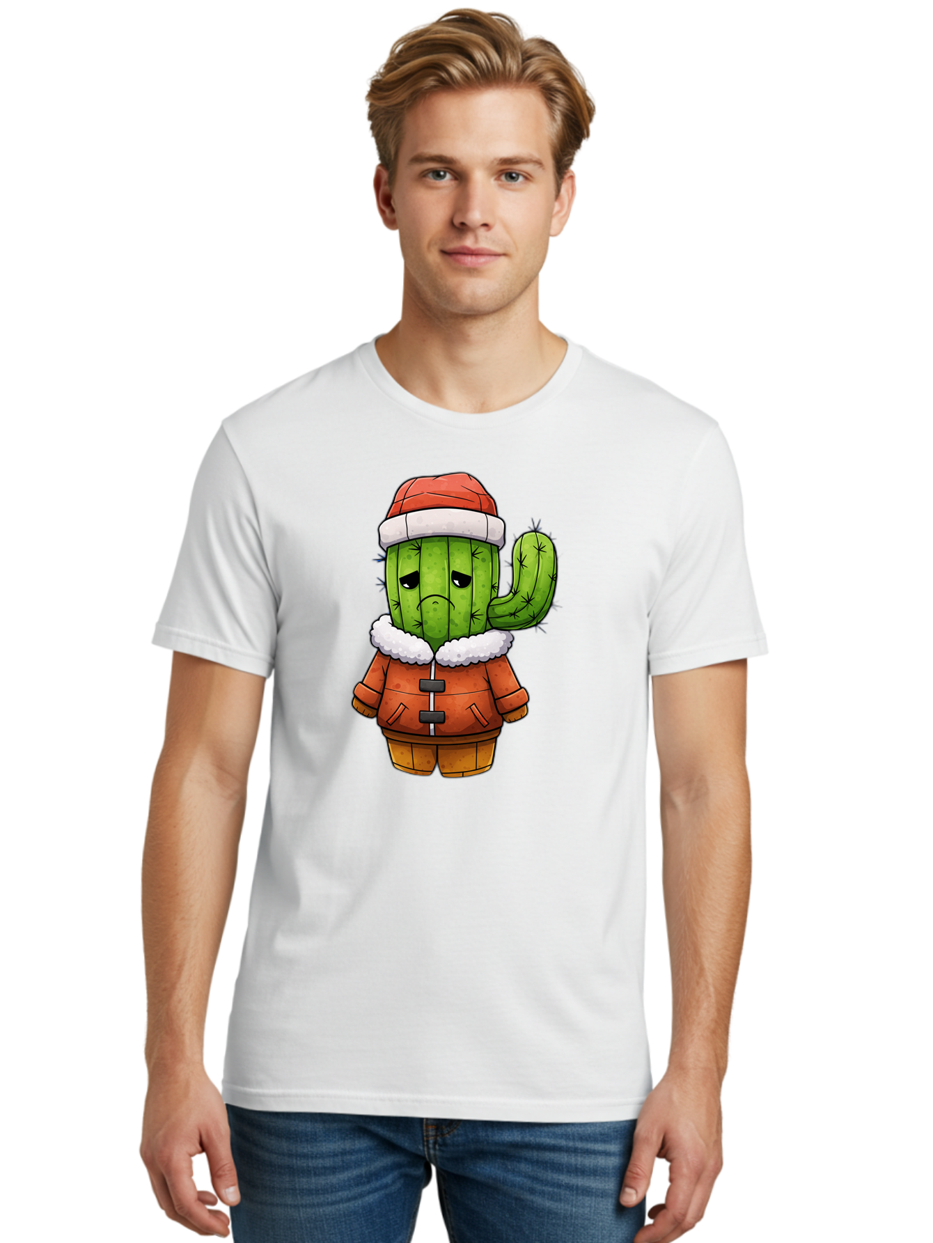 Grumpy-Cactus-In-Winter-Outfit Men'S Graphic Tee, 100% Cotton, Comfortable Casual Summer Wear, Machine Washable, Vintage Camera, Old Camera, Antique Camera, Black Camera, Classic Photography, Photography Equipment, Nostalgic Device, Bam592