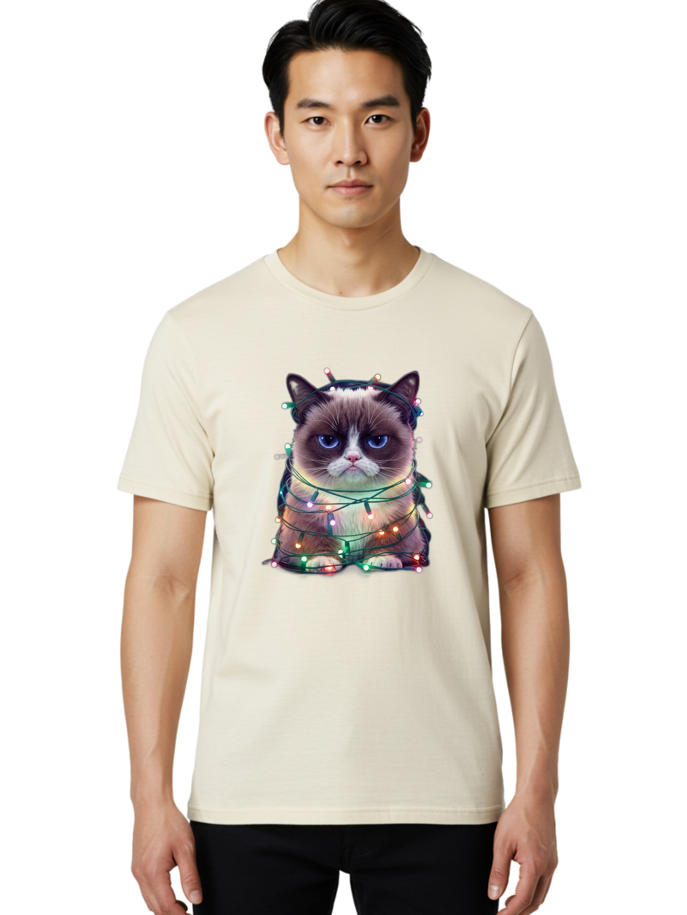 Grumpy-Cat-1 Men'S Graphic Tee, 100% Cotton, Comfortable Casual Summer Wear, Machine Washable, Vintage Camera, Old Camera, Antique Camera, Black Camera, Classic Photography, Photography Equipment, Nostalgic Device, Film Camera, Camera Art Bam593