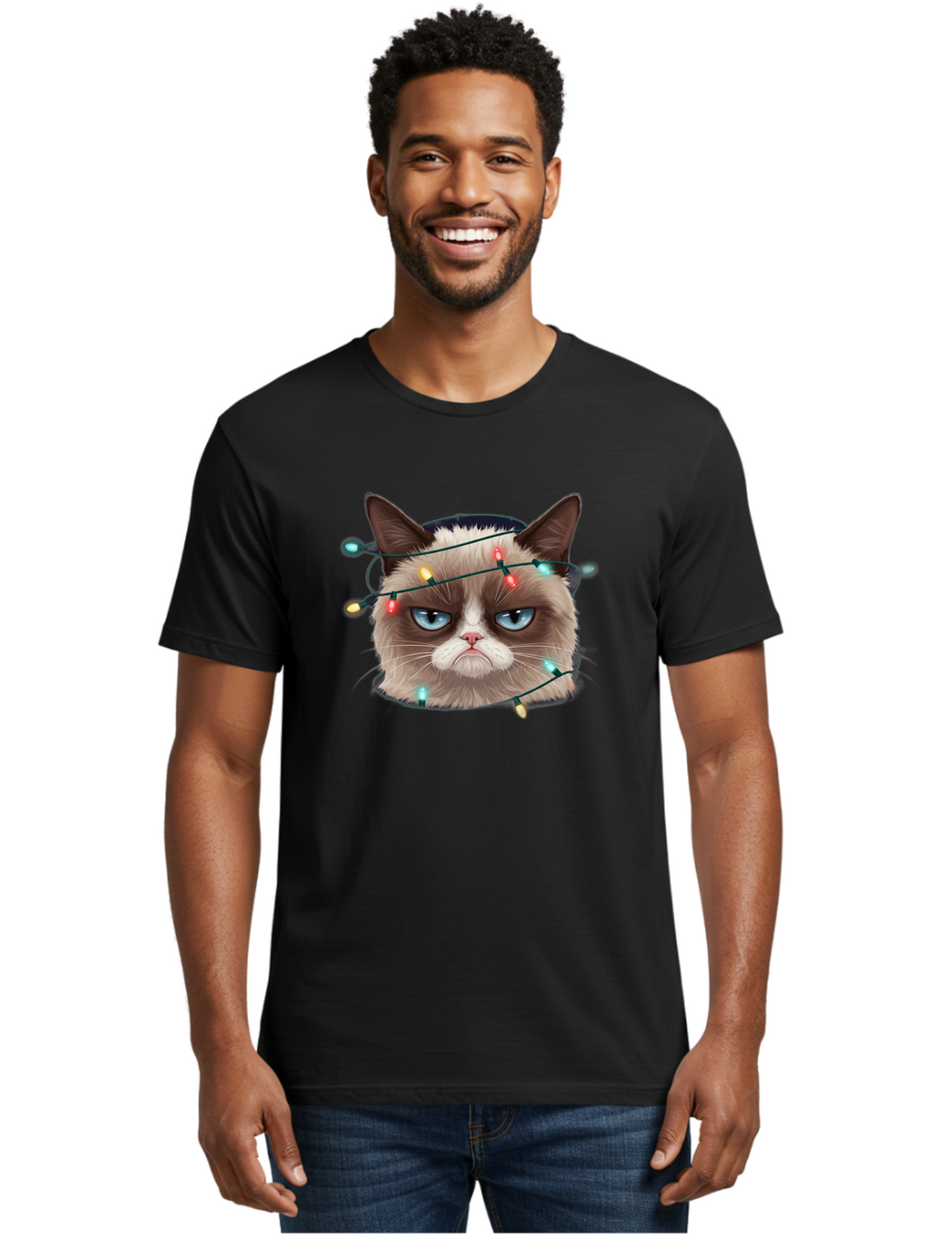 Grumpy-Cat-3 Men'S Graphic Tee, 100% Cotton, Comfortable Casual Summer Wear, Machine Washable, Vintage Camera, Old Camera, Antique Camera, Black Camera, Classic Photography, Photography Equipment, Nostalgic Device, Film Camera, Camera Art Bam595