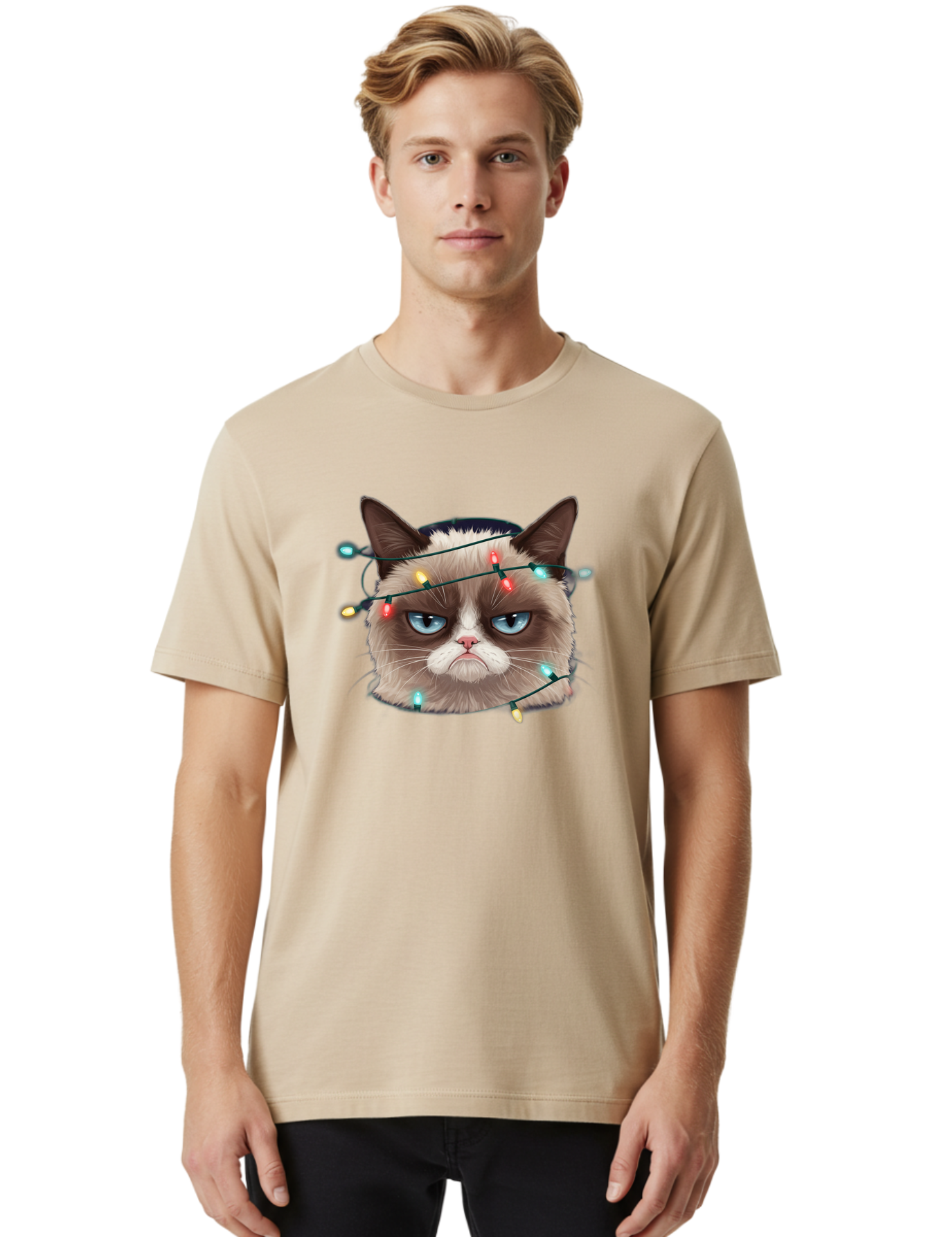 Grumpy-Cat-3 Men'S Graphic Tee, 100% Cotton, Comfortable Casual Summer Wear, Machine Washable, Vintage Camera, Old Camera, Antique Camera, Black Camera, Classic Photography, Photography Equipment, Nostalgic Device, Film Camera, Camera Art Bam595