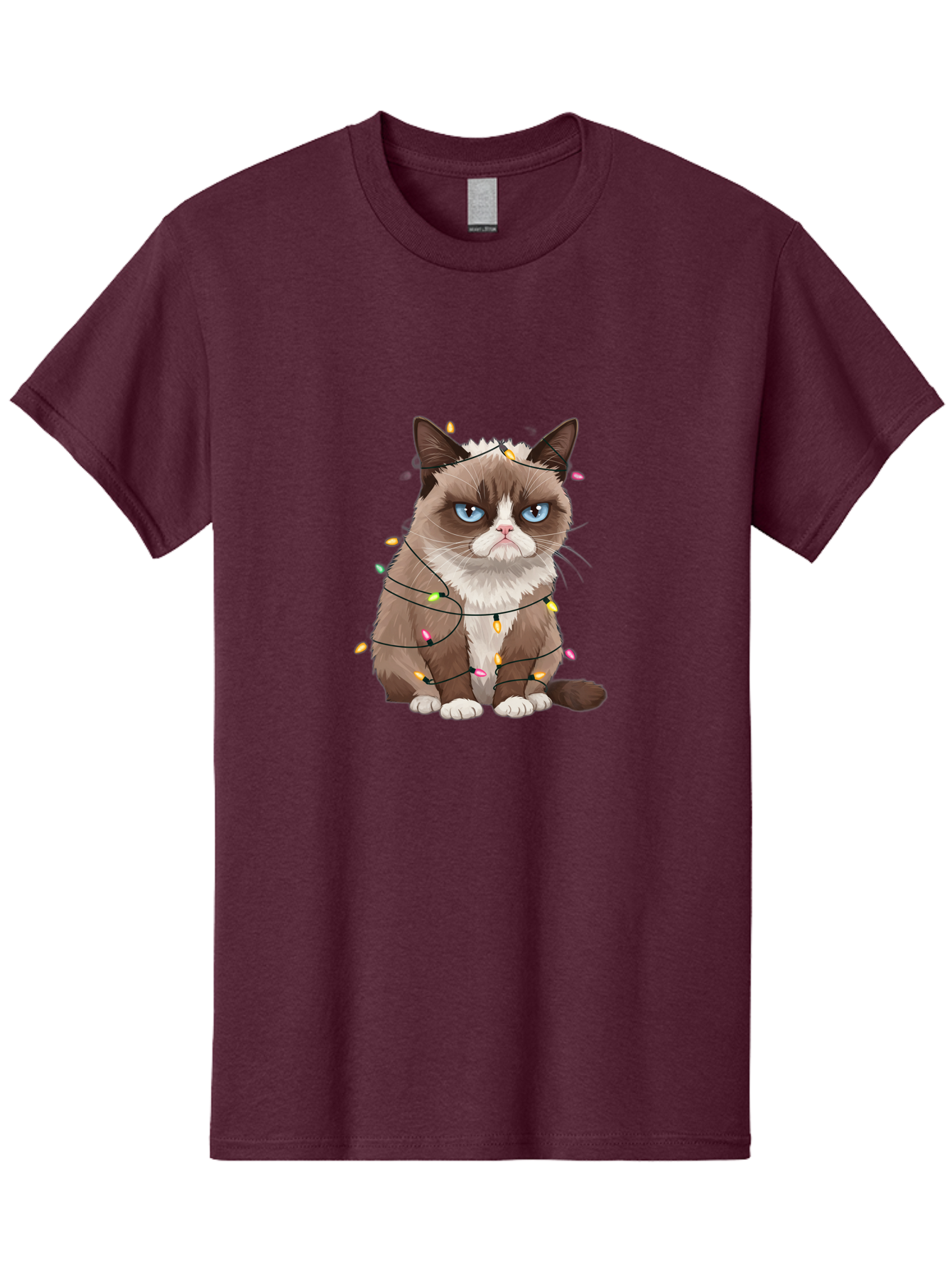 Grumpy-Cat-Christmas-Lights Men'S Graphic Tee, 100% Cotton, Comfortable Casual Summer Wear, Machine Washable, Vintage Camera, Old Camera, Antique Camera, Black Camera, Classic Photography, Photography Equipment, Nostalgic Device, Film Camera, Bam597