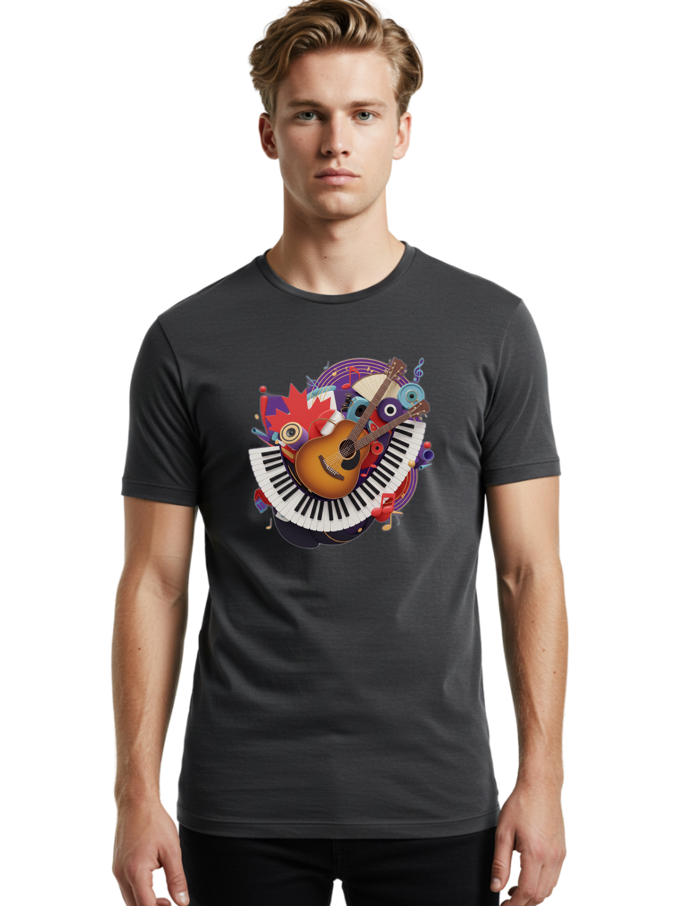 Guitar-And-Piano-Keys Men'S Graphic Tee, 100% Cotton, Comfortable Casual Summer Wear, Machine Washable, Vintage Camera, Old Camera, Antique Camera, Black Camera, Classic Photography, Photography Equipment, Nostalgic Device, Film Camera, Bam601