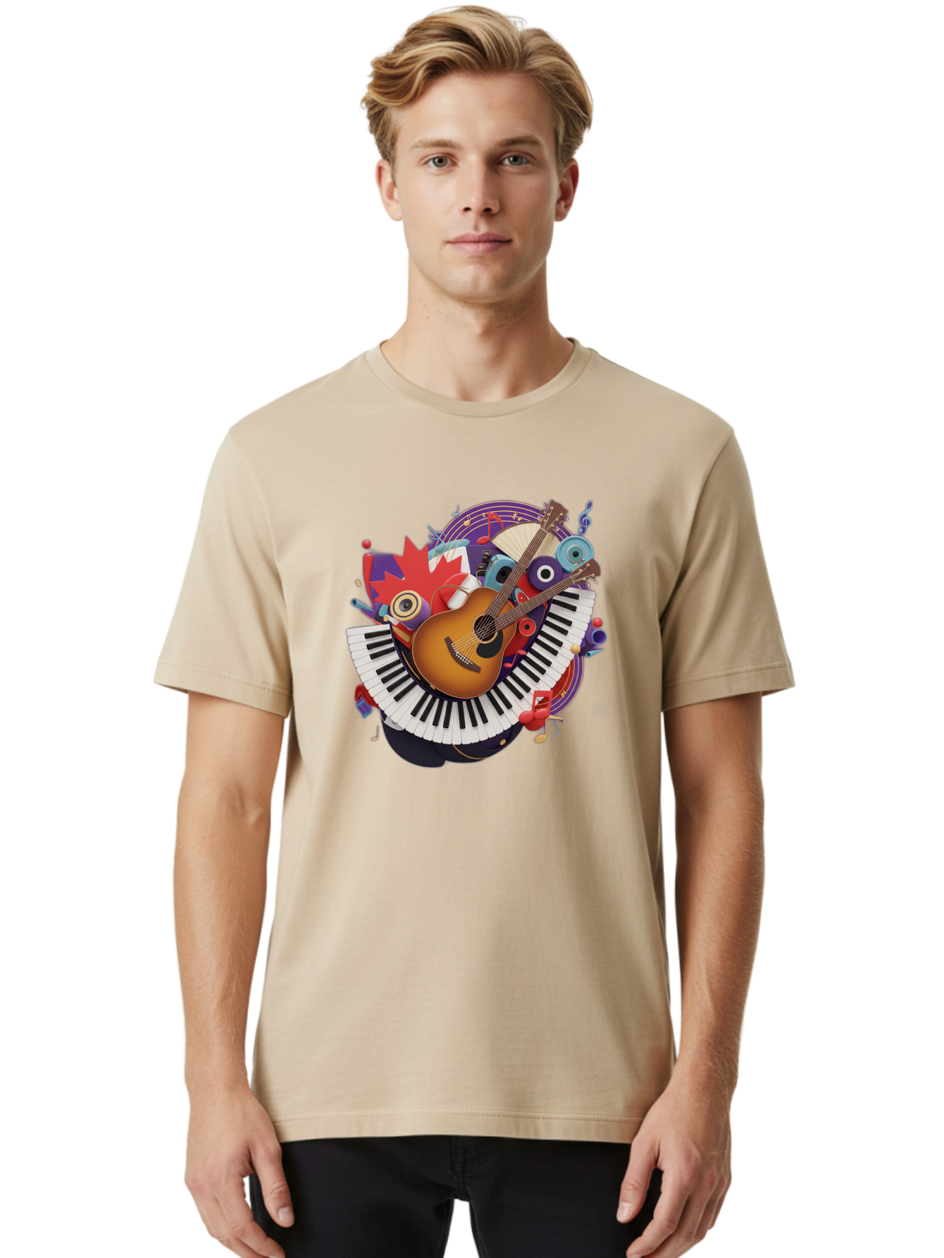Guitar-And-Piano-Keys Men'S Graphic Tee, 100% Cotton, Comfortable Casual Summer Wear, Machine Washable, Vintage Camera, Old Camera, Antique Camera, Black Camera, Classic Photography, Photography Equipment, Nostalgic Device, Film Camera, Bam601