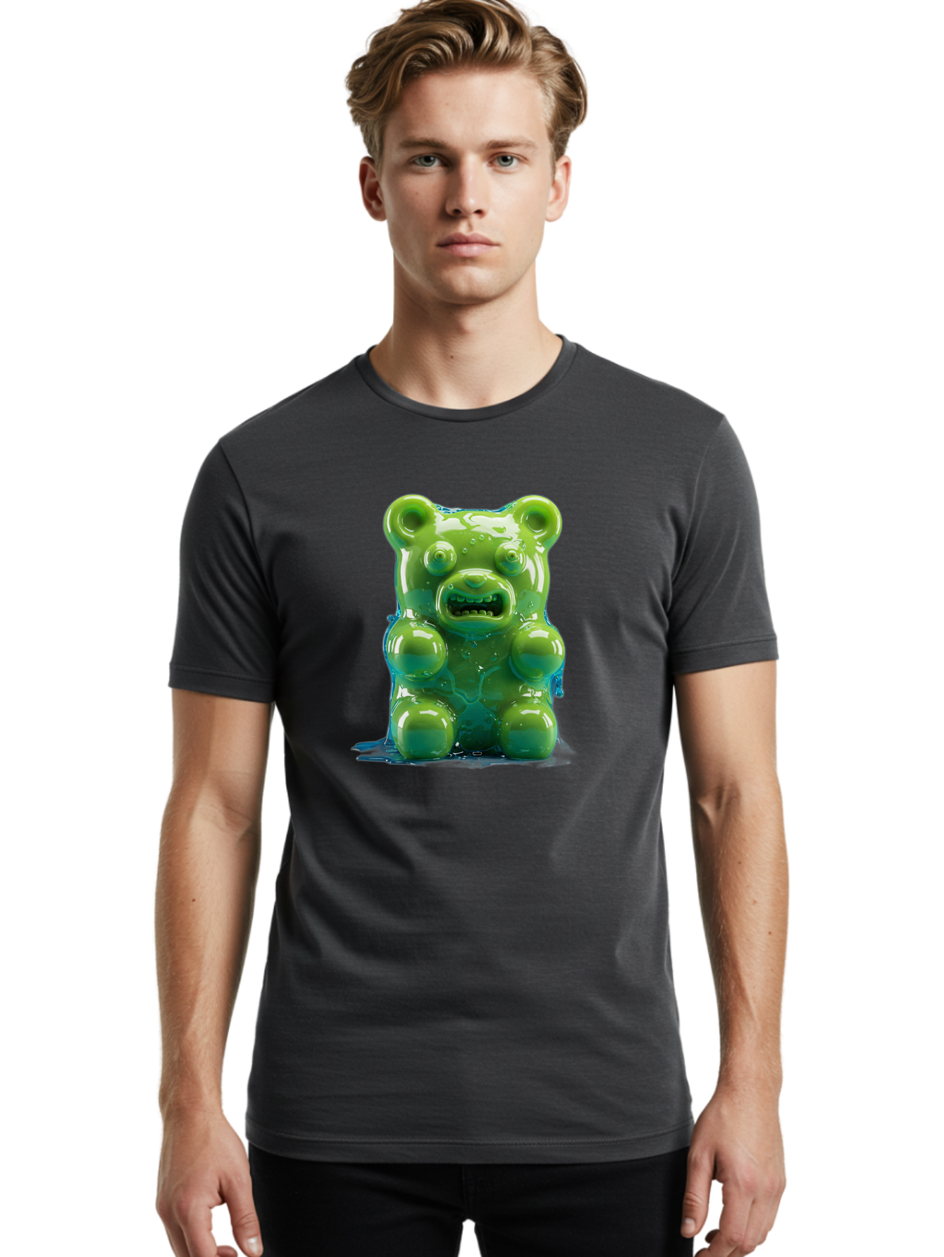 Gummy-Bear-3 Men'S Graphic Tee, 100% Cotton, Comfortable Casual Summer Wear, Machine Washable, Vintage Camera, Old Camera, Antique Camera, Black Camera, Classic Photography, Photography Equipment, Nostalgic Device, Film Camera, Camera Art Bam605