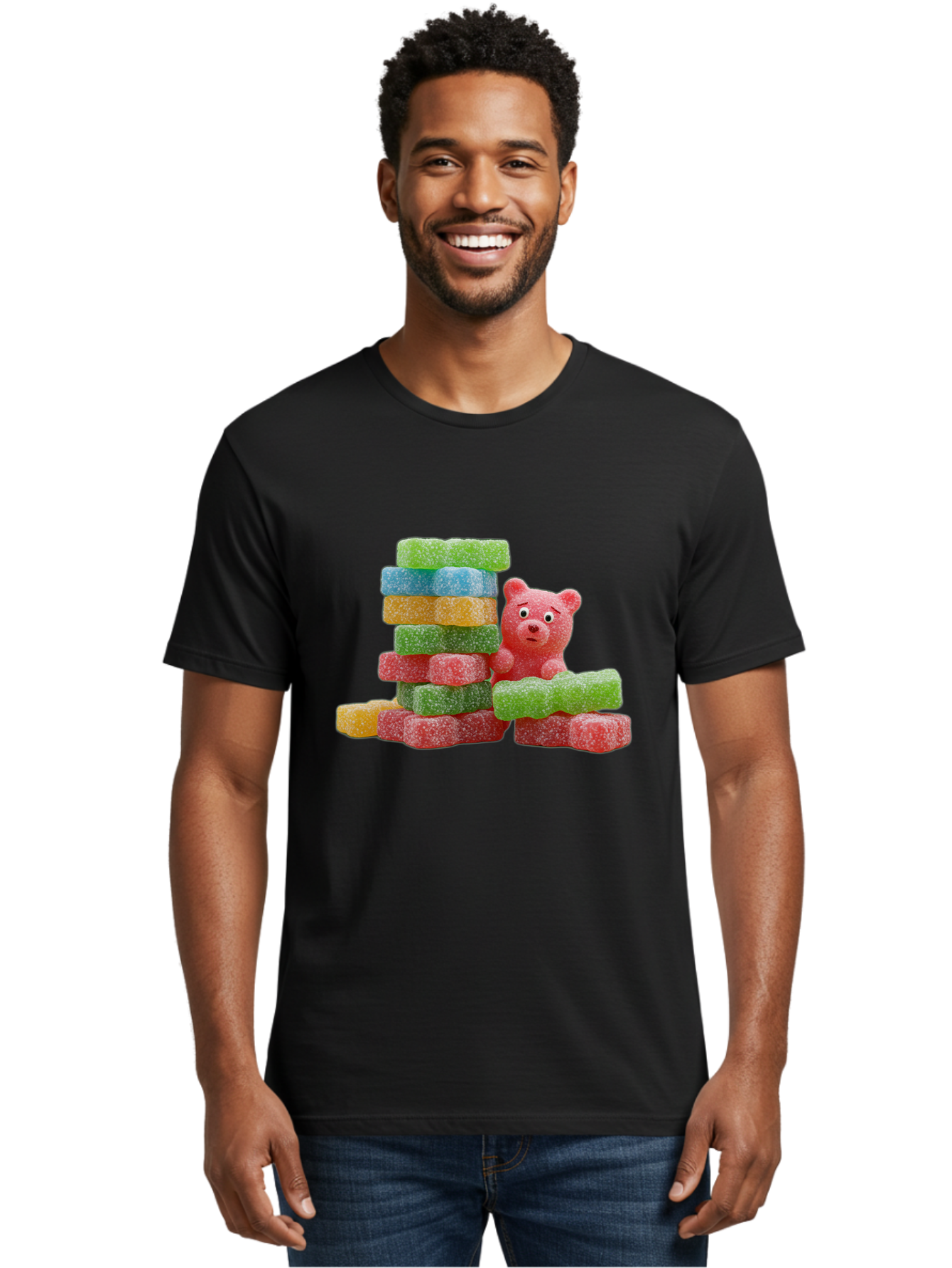 Gummy-Bear-Gummies Men'S Graphic Tee, 100% Cotton, Comfortable Casual Summer Wear, Machine Washable, Vintage Camera, Old Camera, Antique Camera, Black Camera, Classic Photography, Photography Equipment, Nostalgic Device, Film Camera, Bam608