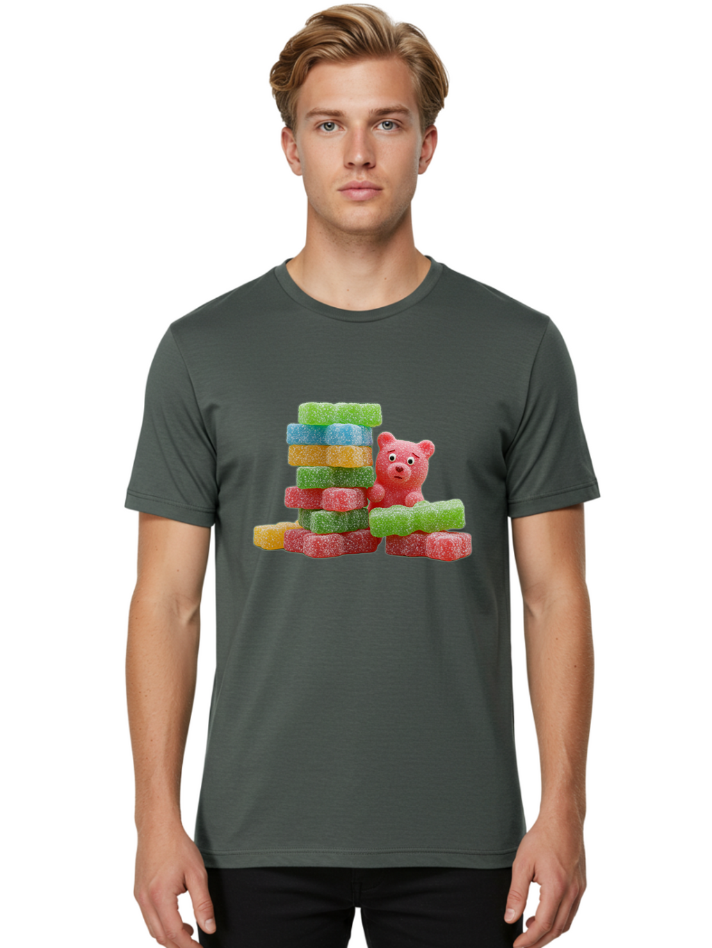 Gummy-Bear-Gummies Men'S Graphic Tee, 100% Cotton, Comfortable Casual Summer Wear, Machine Washable, Vintage Camera, Old Camera, Antique Camera, Black Camera, Classic Photography, Photography Equipment, Nostalgic Device, Film Camera, Bam608