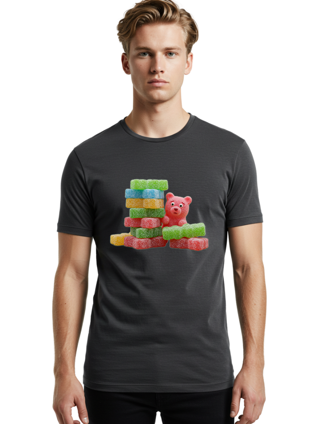 Gummy-Bear-Gummies Men'S Graphic Tee, 100% Cotton, Comfortable Casual Summer Wear, Machine Washable, Vintage Camera, Old Camera, Antique Camera, Black Camera, Classic Photography, Photography Equipment, Nostalgic Device, Film Camera, Bam608
