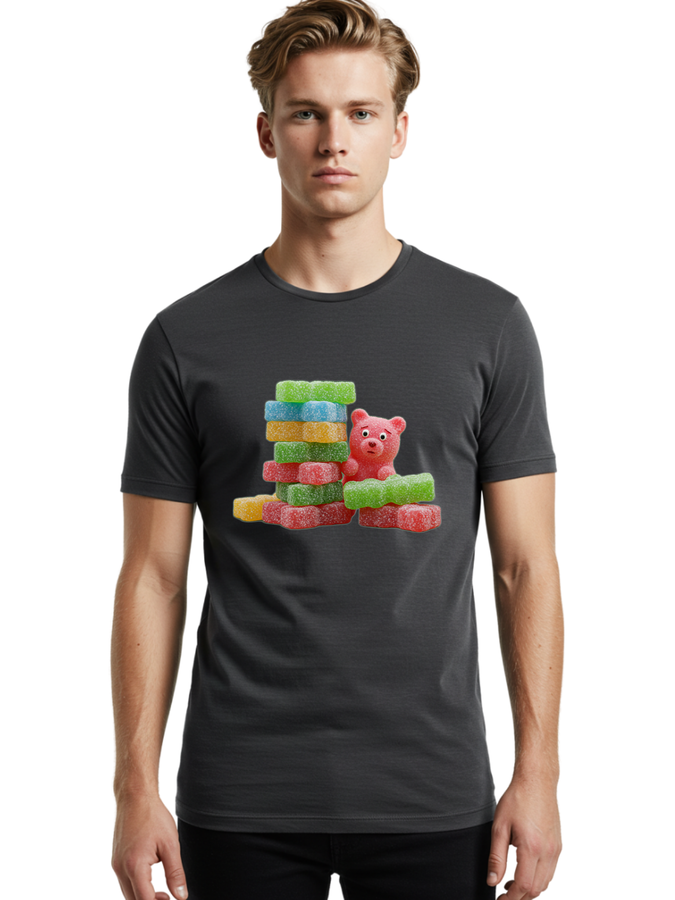 Gummy-Bear-Gummies Men'S Graphic Tee, 100% Cotton, Comfortable Casual Summer Wear, Machine Washable, Vintage Camera, Old Camera, Antique Camera, Black Camera, Classic Photography, Photography Equipment, Nostalgic Device, Film Camera, Bam608