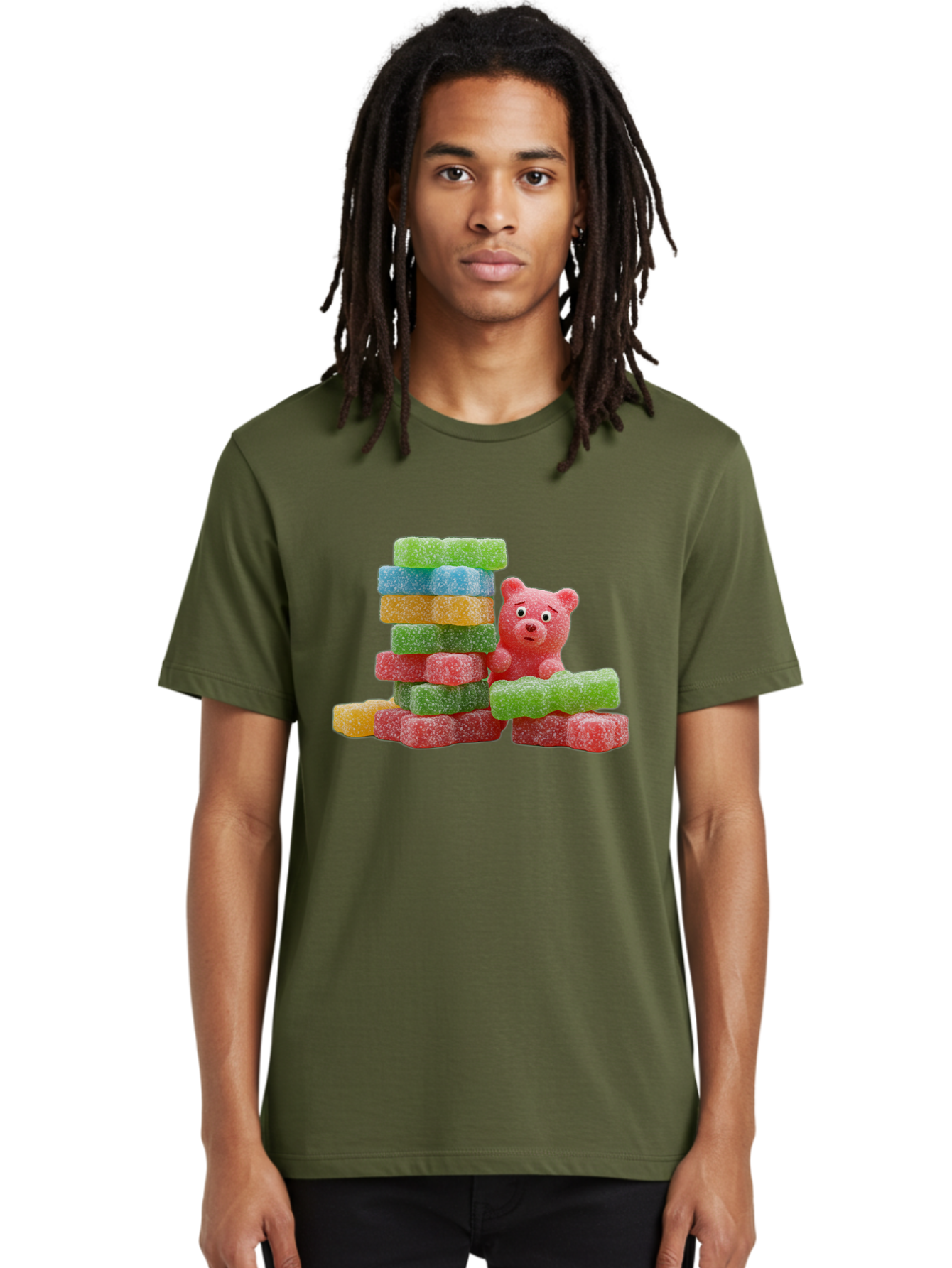 Gummy-Bear-Gummies Men'S Graphic Tee, 100% Cotton, Comfortable Casual Summer Wear, Machine Washable, Vintage Camera, Old Camera, Antique Camera, Black Camera, Classic Photography, Photography Equipment, Nostalgic Device, Film Camera, Bam608