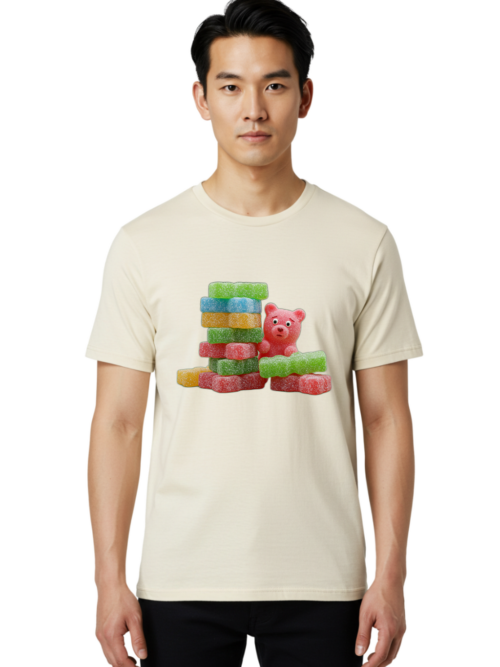 Gummy-Bear-Gummies Men'S Graphic Tee, 100% Cotton, Comfortable Casual Summer Wear, Machine Washable, Vintage Camera, Old Camera, Antique Camera, Black Camera, Classic Photography, Photography Equipment, Nostalgic Device, Film Camera, Bam608