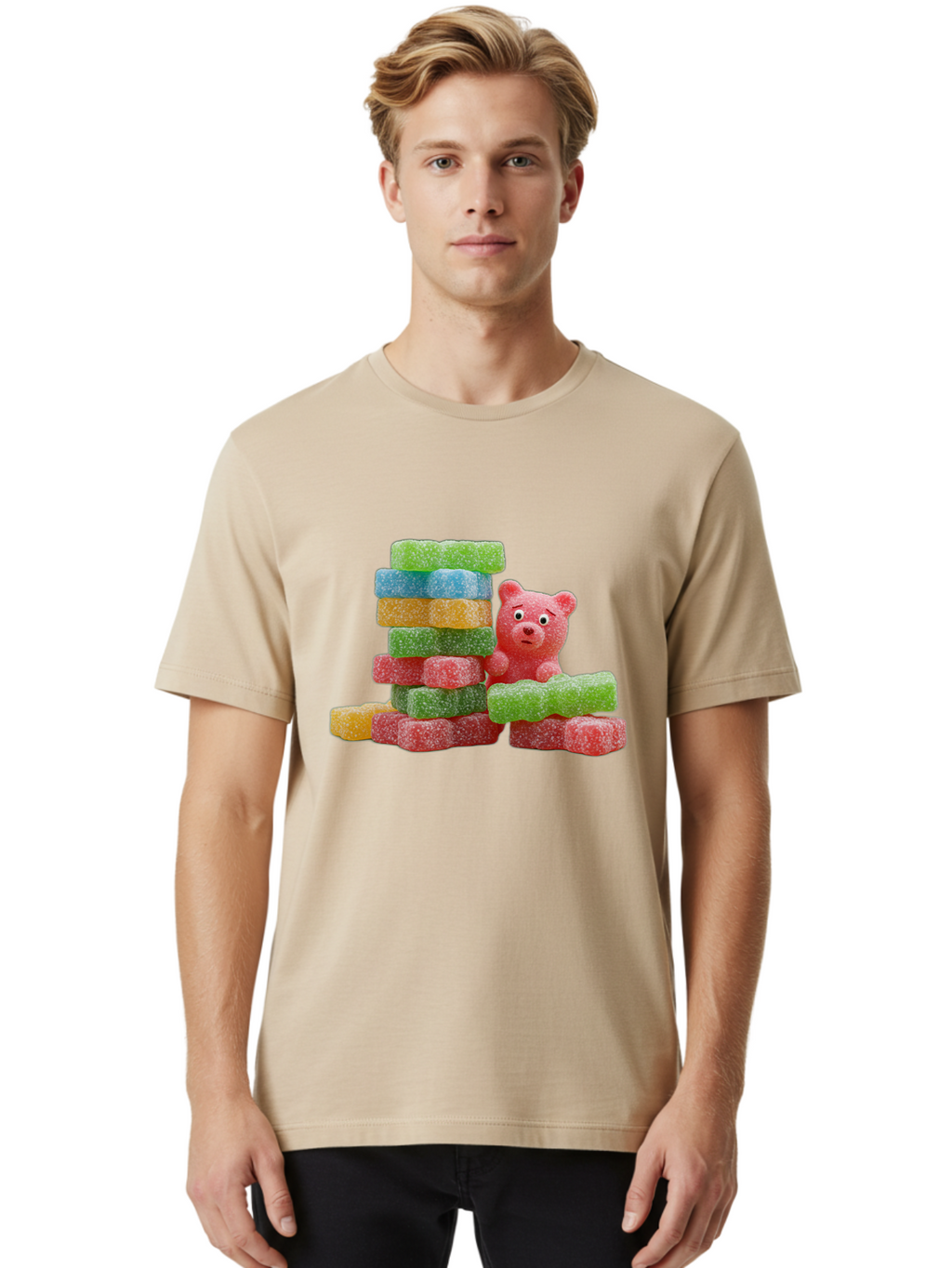 Gummy-Bear-Gummies Men'S Graphic Tee, 100% Cotton, Comfortable Casual Summer Wear, Machine Washable, Vintage Camera, Old Camera, Antique Camera, Black Camera, Classic Photography, Photography Equipment, Nostalgic Device, Film Camera, Bam608