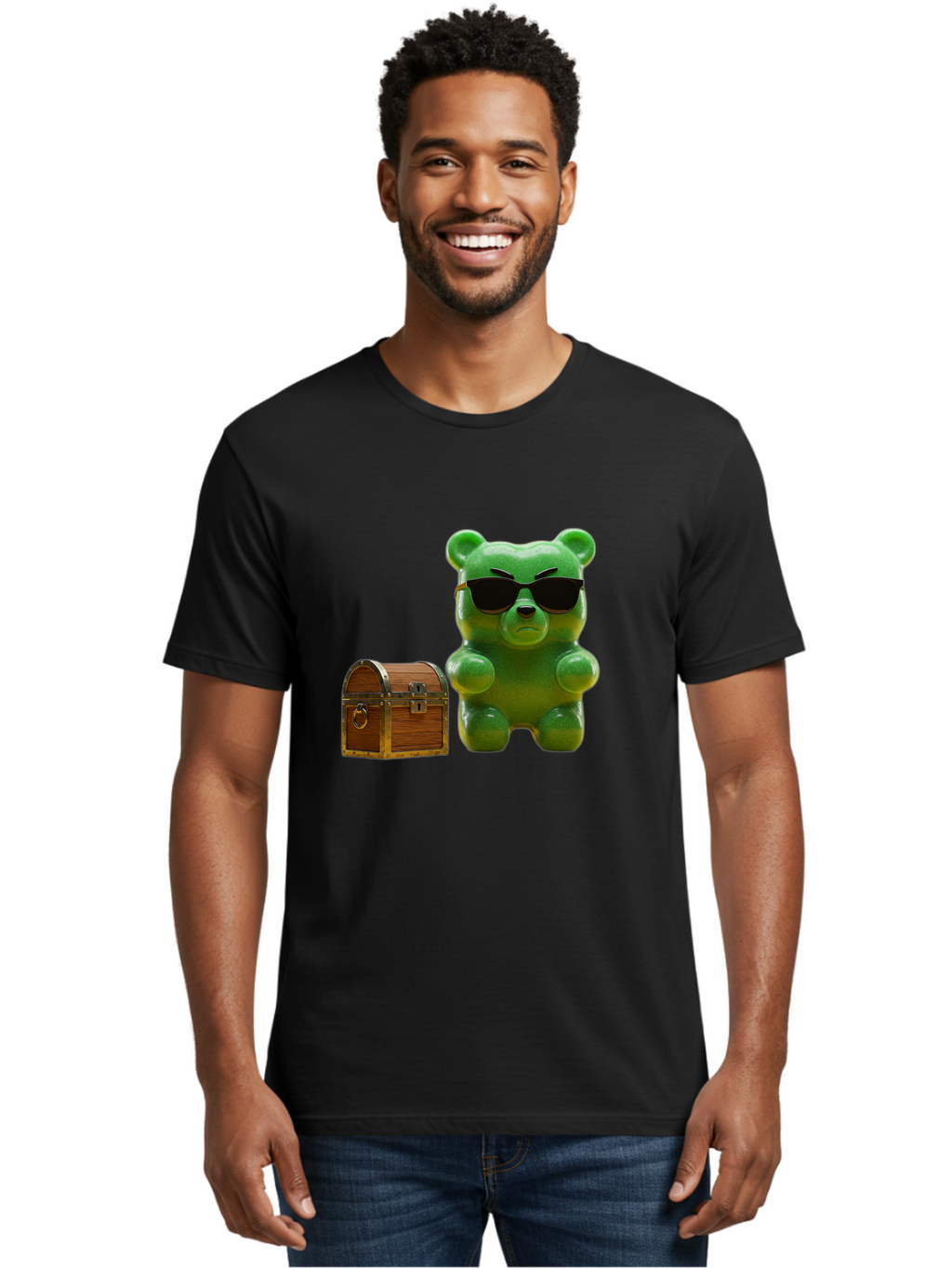 Gummy-Bear-In-Shades Men'S Graphic Tee, 100% Cotton, Comfortable Casual Summer Wear, Machine Washable, Vintage Camera, Old Camera, Antique Camera, Black Camera, Classic Photography, Photography Equipment, Nostalgic Device, Film Camera, Bam609
