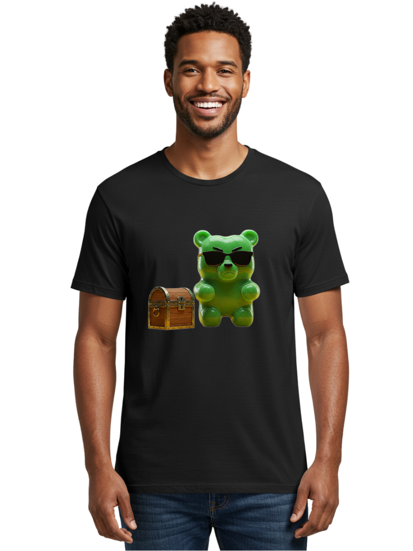 Gummy-Bear-In-Shades Men'S Graphic Tee, 100% Cotton, Comfortable Casual Summer Wear, Machine Washable, Vintage Camera, Old Camera, Antique Camera, Black Camera, Classic Photography, Photography Equipment, Nostalgic Device, Film Camera, Bam609