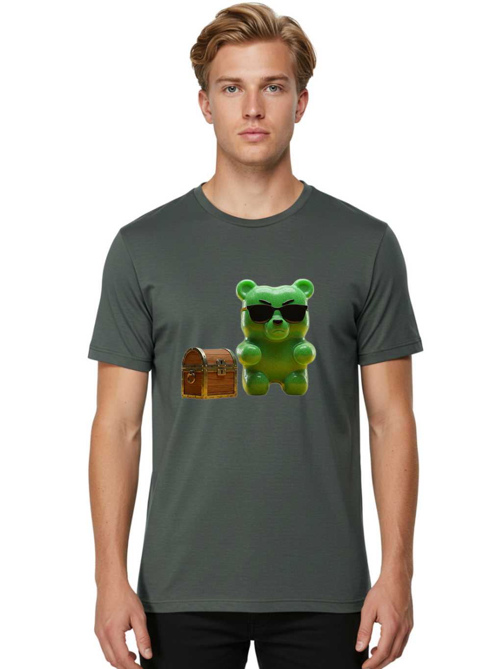 Gummy-Bear-In-Shades Men'S Graphic Tee, 100% Cotton, Comfortable Casual Summer Wear, Machine Washable, Vintage Camera, Old Camera, Antique Camera, Black Camera, Classic Photography, Photography Equipment, Nostalgic Device, Film Camera, Bam609