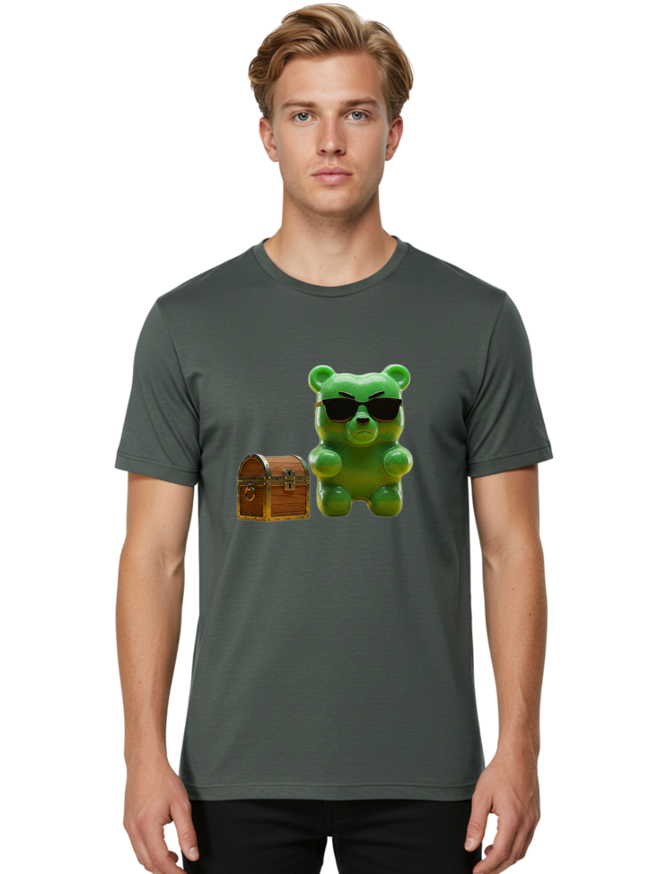 Gummy-Bear-In-Shades Men'S Graphic Tee, 100% Cotton, Comfortable Casual Summer Wear, Machine Washable, Vintage Camera, Old Camera, Antique Camera, Black Camera, Classic Photography, Photography Equipment, Nostalgic Device, Film Camera, Bam609