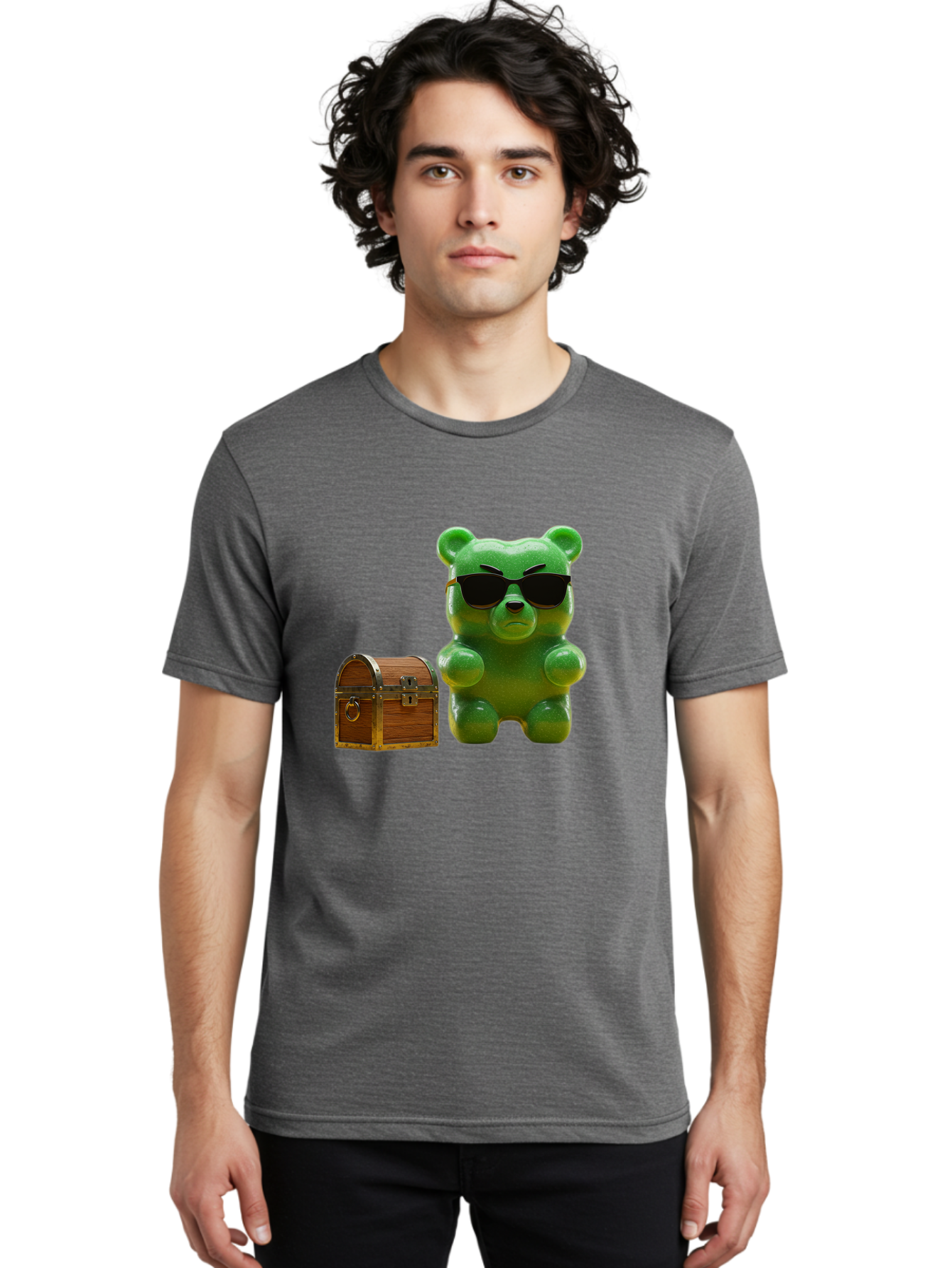Gummy-Bear-In-Shades Men'S Graphic Tee, 100% Cotton, Comfortable Casual Summer Wear, Machine Washable, Vintage Camera, Old Camera, Antique Camera, Black Camera, Classic Photography, Photography Equipment, Nostalgic Device, Film Camera, Bam609