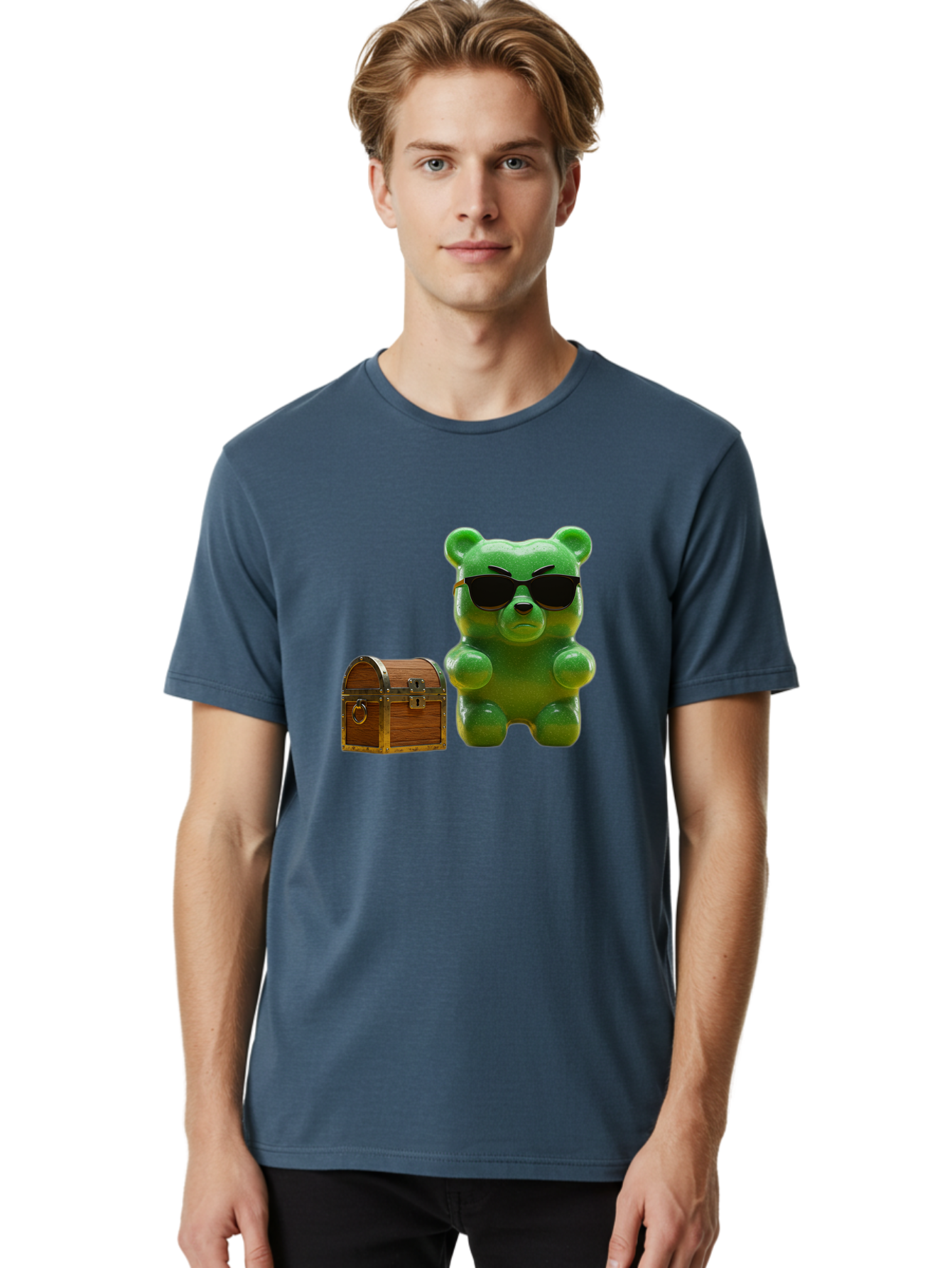 Gummy-Bear-In-Shades Men'S Graphic Tee, 100% Cotton, Comfortable Casual Summer Wear, Machine Washable, Vintage Camera, Old Camera, Antique Camera, Black Camera, Classic Photography, Photography Equipment, Nostalgic Device, Film Camera, Bam609