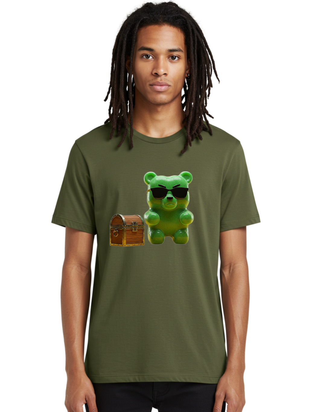 Gummy-Bear-In-Shades Men'S Graphic Tee, 100% Cotton, Comfortable Casual Summer Wear, Machine Washable, Vintage Camera, Old Camera, Antique Camera, Black Camera, Classic Photography, Photography Equipment, Nostalgic Device, Film Camera, Bam609