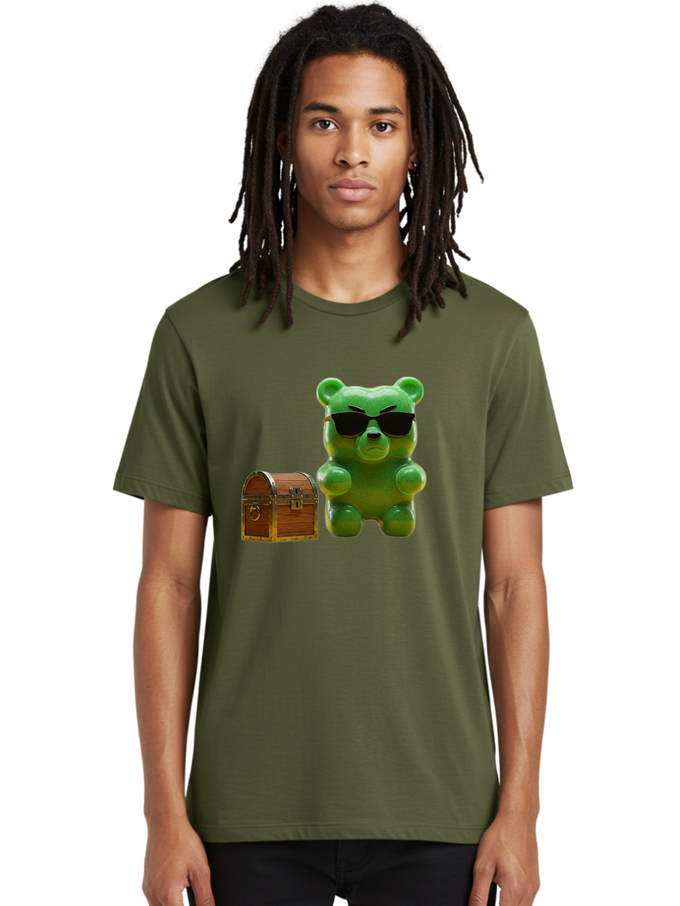 Gummy-Bear-In-Shades Men'S Graphic Tee, 100% Cotton, Comfortable Casual Summer Wear, Machine Washable, Vintage Camera, Old Camera, Antique Camera, Black Camera, Classic Photography, Photography Equipment, Nostalgic Device, Film Camera, Bam609