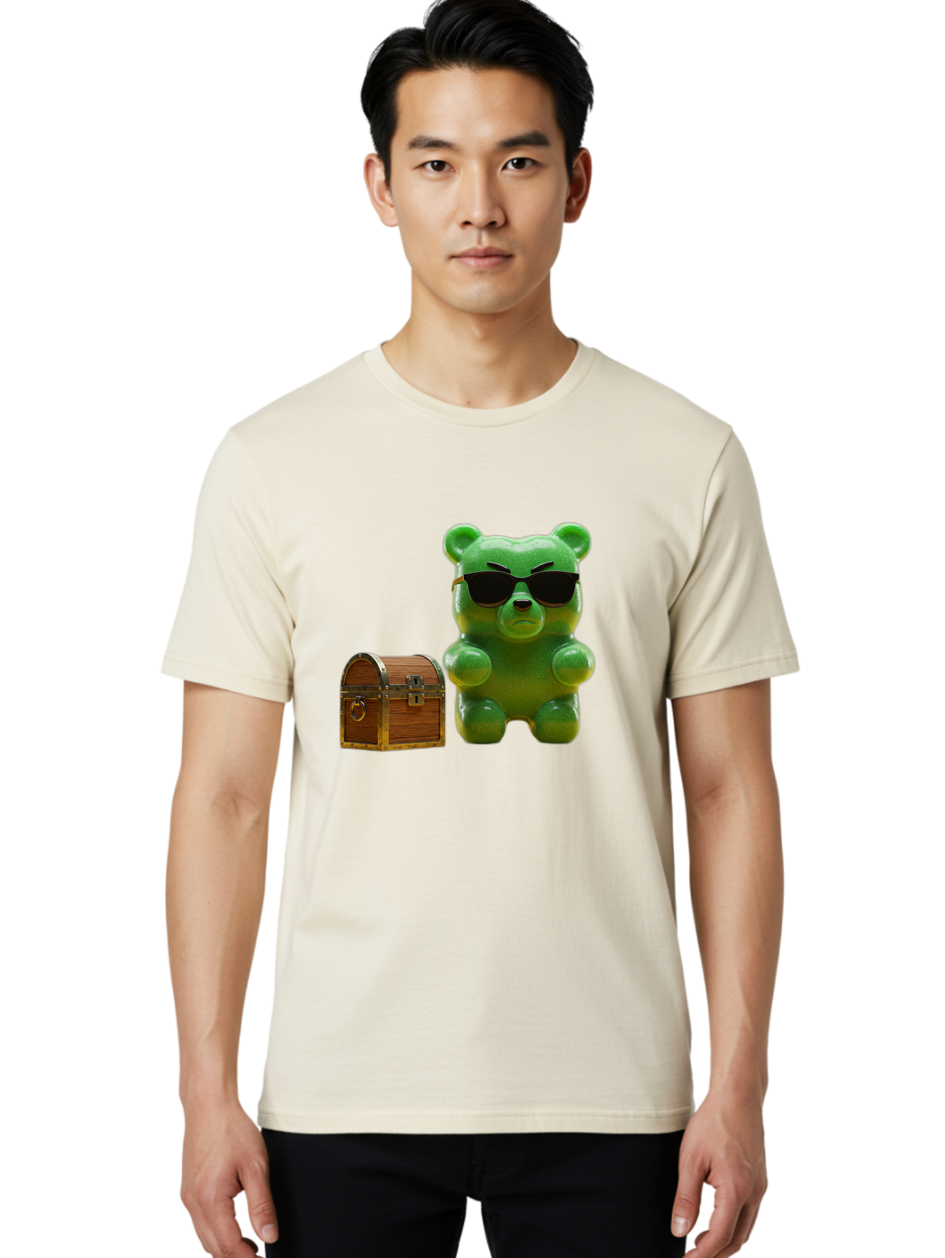 Gummy-Bear-In-Shades Men'S Graphic Tee, 100% Cotton, Comfortable Casual Summer Wear, Machine Washable, Vintage Camera, Old Camera, Antique Camera, Black Camera, Classic Photography, Photography Equipment, Nostalgic Device, Film Camera, Bam609