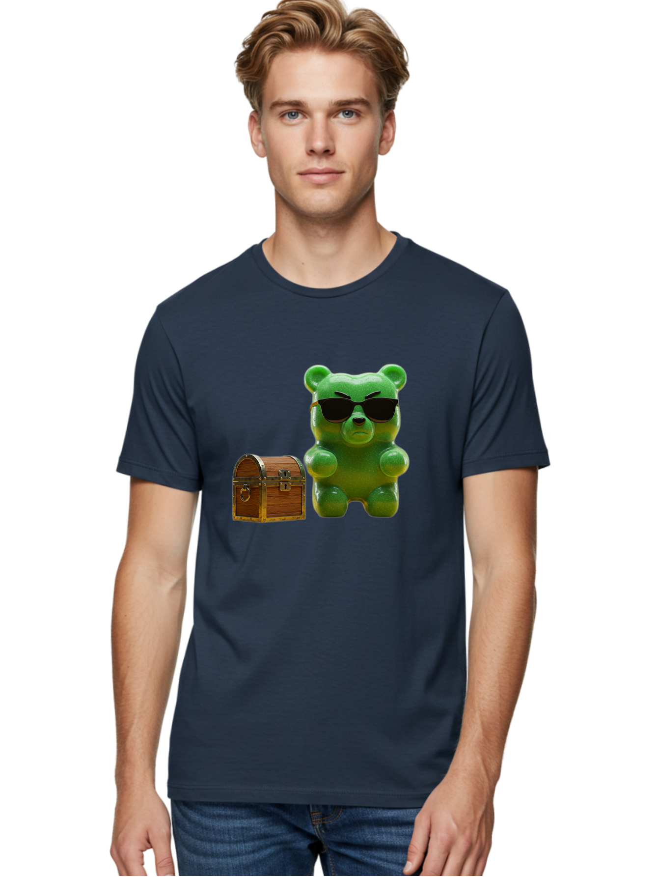Gummy-Bear-In-Shades Men'S Graphic Tee, 100% Cotton, Comfortable Casual Summer Wear, Machine Washable, Vintage Camera, Old Camera, Antique Camera, Black Camera, Classic Photography, Photography Equipment, Nostalgic Device, Film Camera, Bam609