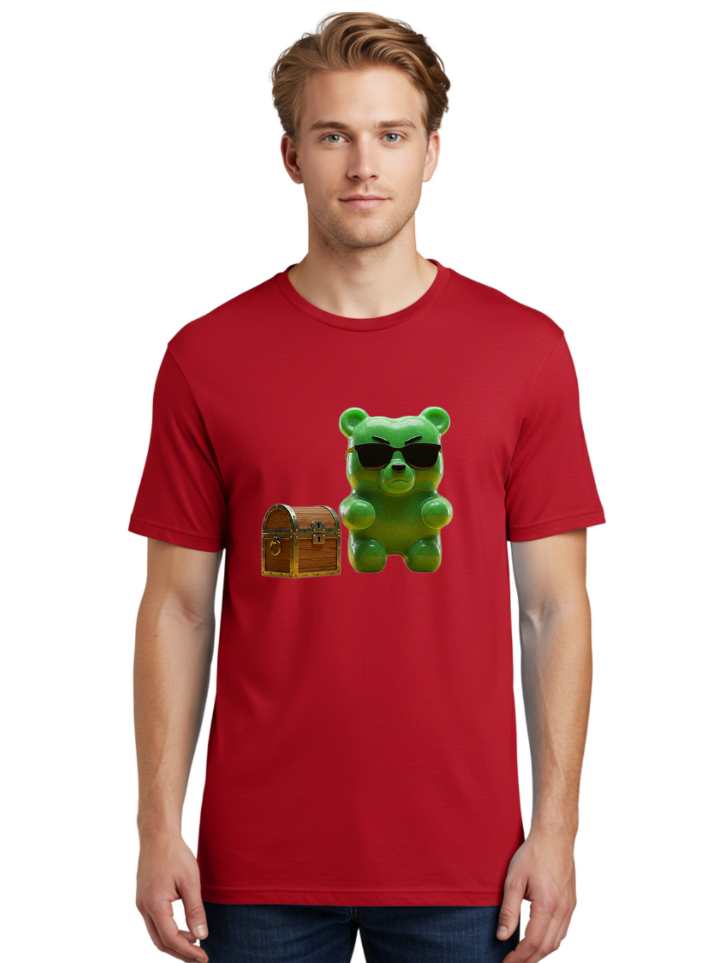 Gummy-Bear-In-Shades Men'S Graphic Tee, 100% Cotton, Comfortable Casual Summer Wear, Machine Washable, Vintage Camera, Old Camera, Antique Camera, Black Camera, Classic Photography, Photography Equipment, Nostalgic Device, Film Camera, Bam609