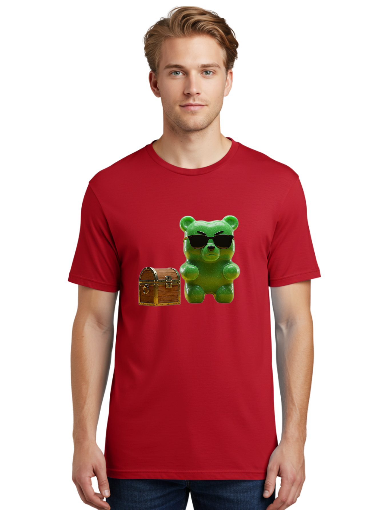 Gummy-Bear-In-Shades Men'S Graphic Tee, 100% Cotton, Comfortable Casual Summer Wear, Machine Washable, Vintage Camera, Old Camera, Antique Camera, Black Camera, Classic Photography, Photography Equipment, Nostalgic Device, Film Camera, Bam609