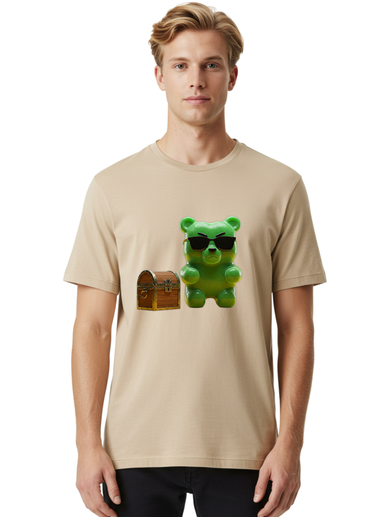 Gummy-Bear-In-Shades Men'S Graphic Tee, 100% Cotton, Comfortable Casual Summer Wear, Machine Washable, Vintage Camera, Old Camera, Antique Camera, Black Camera, Classic Photography, Photography Equipment, Nostalgic Device, Film Camera, Bam609